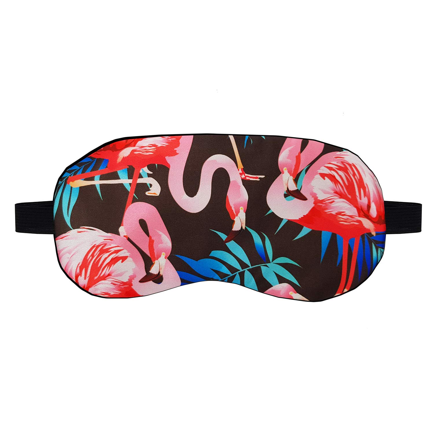 Jenna™ Silk Sleep Eye Mask for Women & Men - Soft Flamingo Black Eye Shade for Insomnia Relief, Meditation, Puffy Eyes & Dark Circles - Perfect for Travel, Nap & Nighttime Sleep Comfort