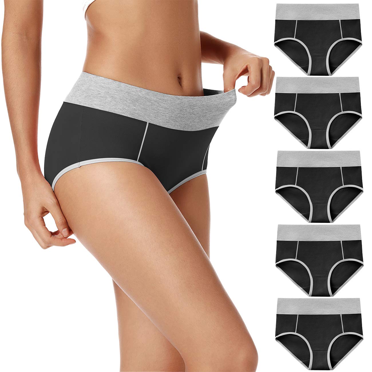 POKARLA Women's Cotton High Waist Underwear - Full Coverage Briefs, Soft & Breathable Postpartum Panties, Stretch Comfort for Everyday Wear - Perfect for Maternity, Recovery & Daily Use