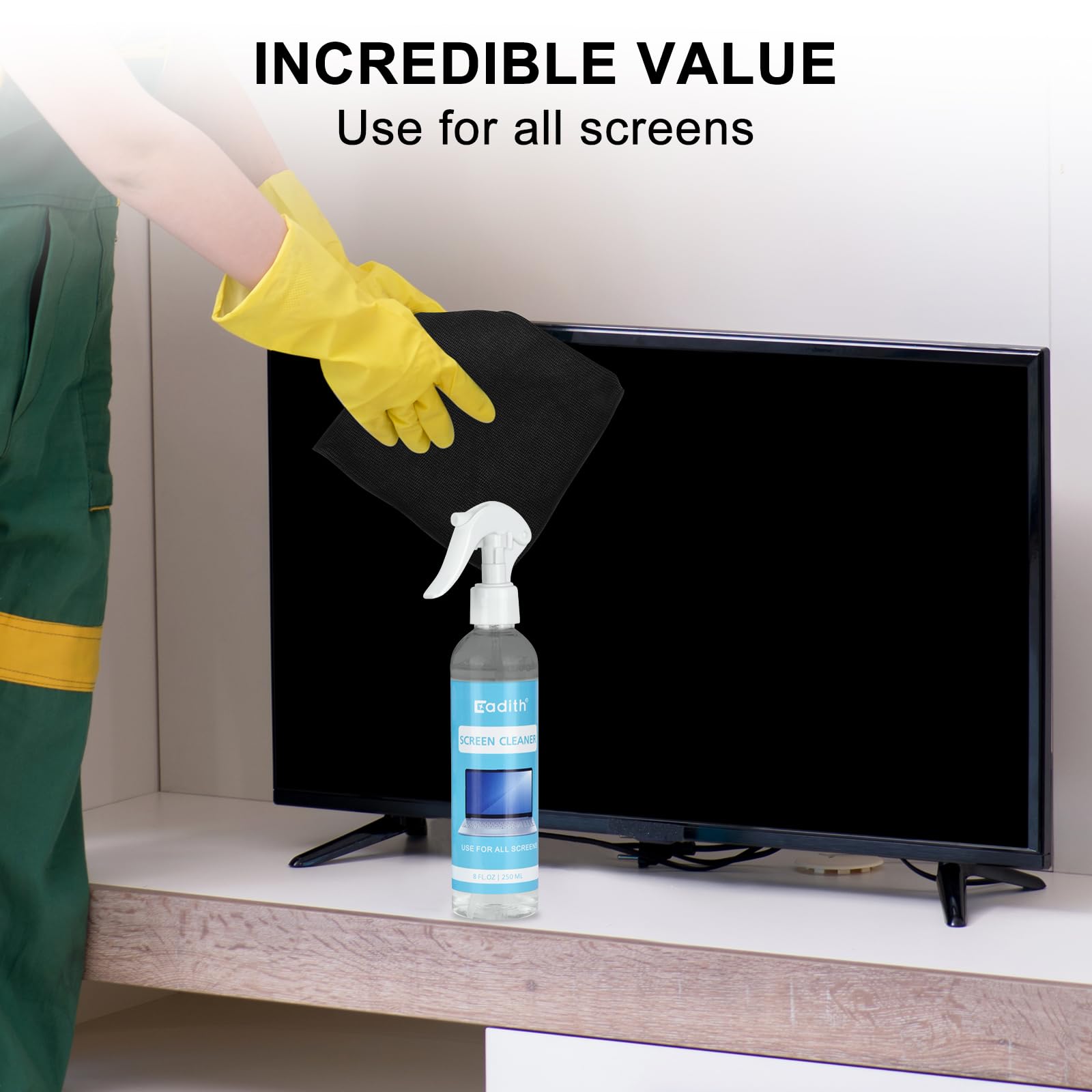 **8OZ Screen Cleaner Spray Kit - Safe for TV, Computer, Laptop, Phone, iPad - Electronic Cleaner with Microfiber Cloth - Perfect for Home, Office & Travel**