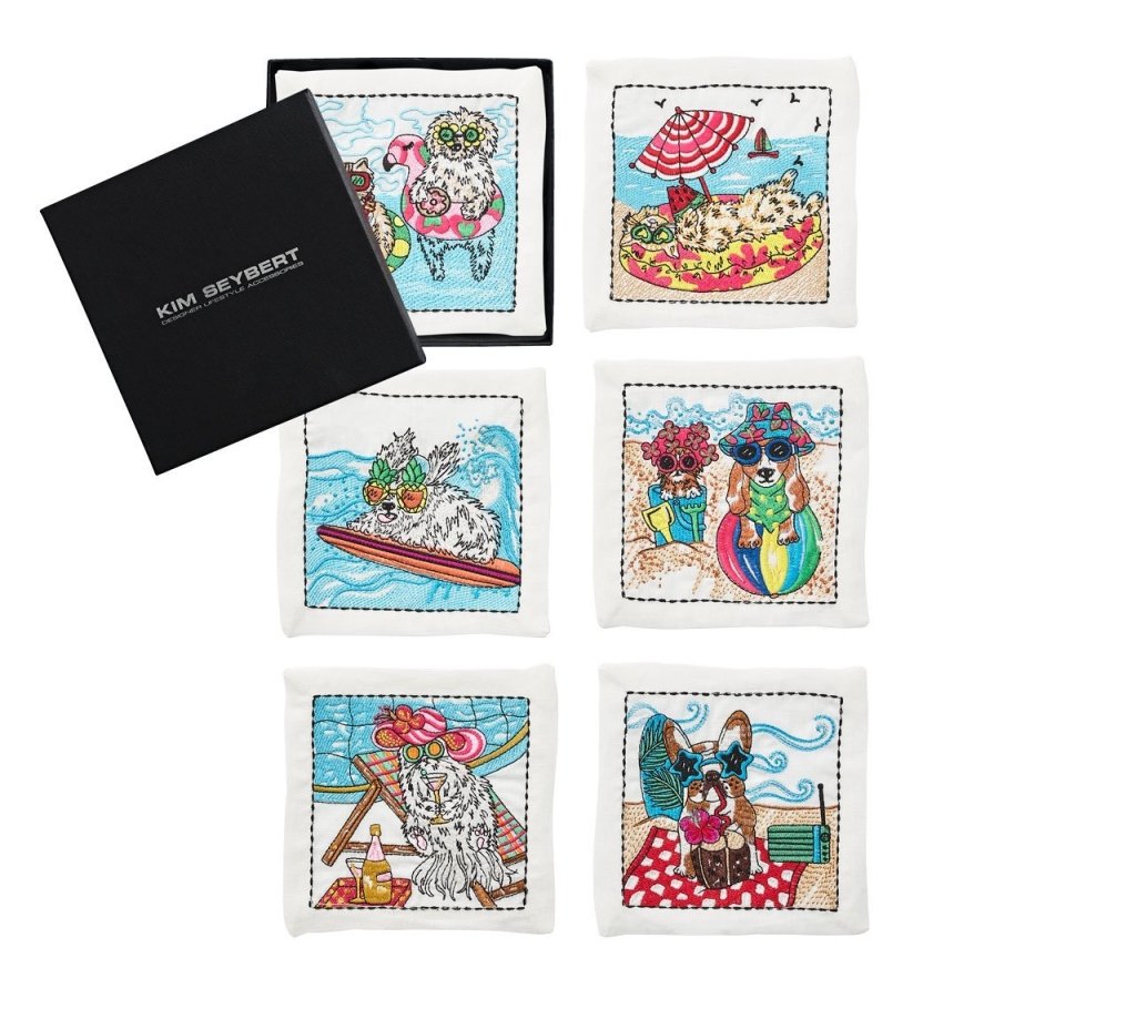 Bow Meow Cocktail Napkins - Set of 6 White & Multicolor Cat-Themed Paper Napkins in Gift Box - Perfect for Parties, Weddings & Cat Lovers