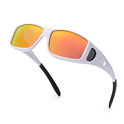 A03 White Frame / Red Mirrored Polarized Lenses