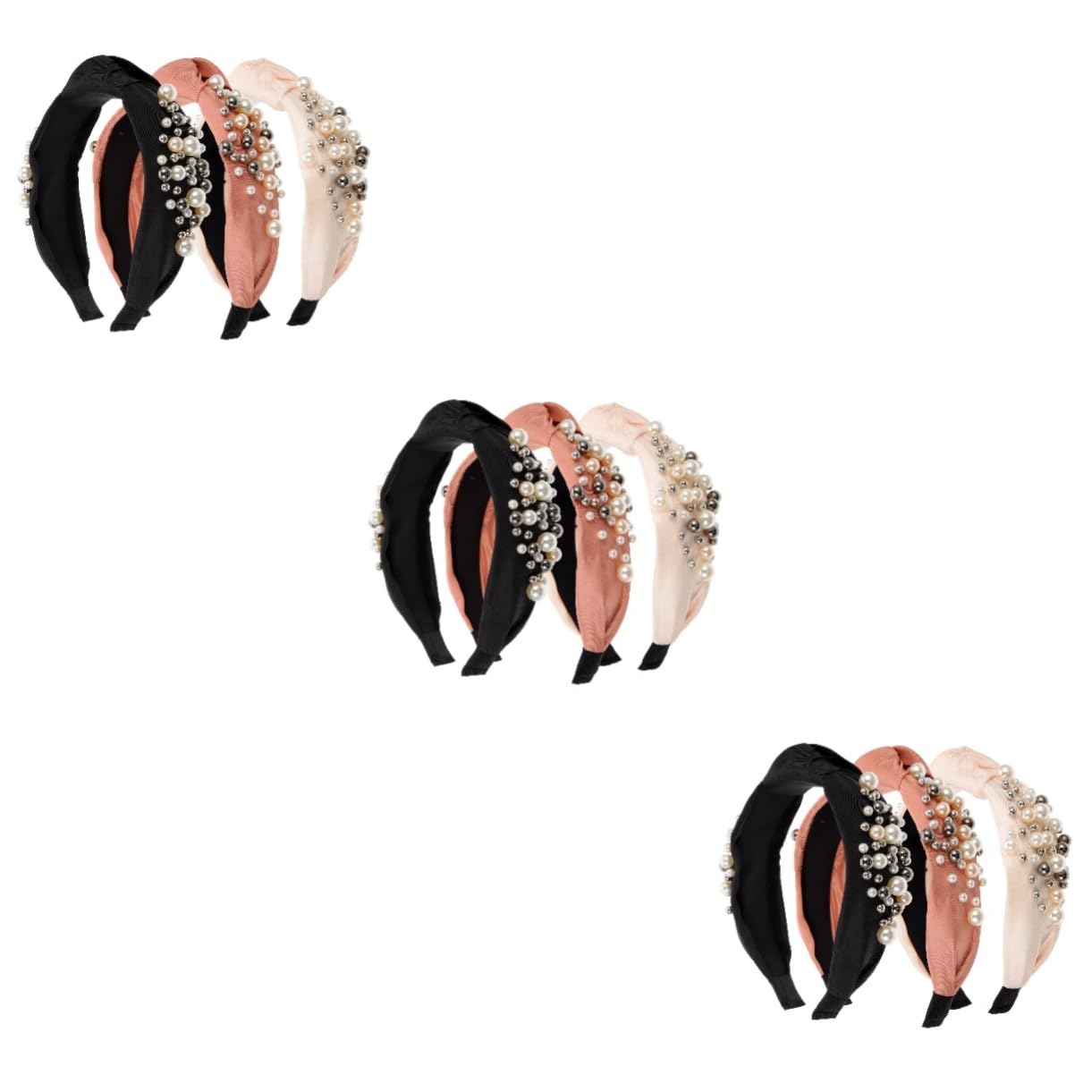 9 Pcs Pearl Knotted Headbands for Women - Classic Braided Hair Accessories with Pearl Details - Perfect for Weddings, Parties, and Everyday Fashion