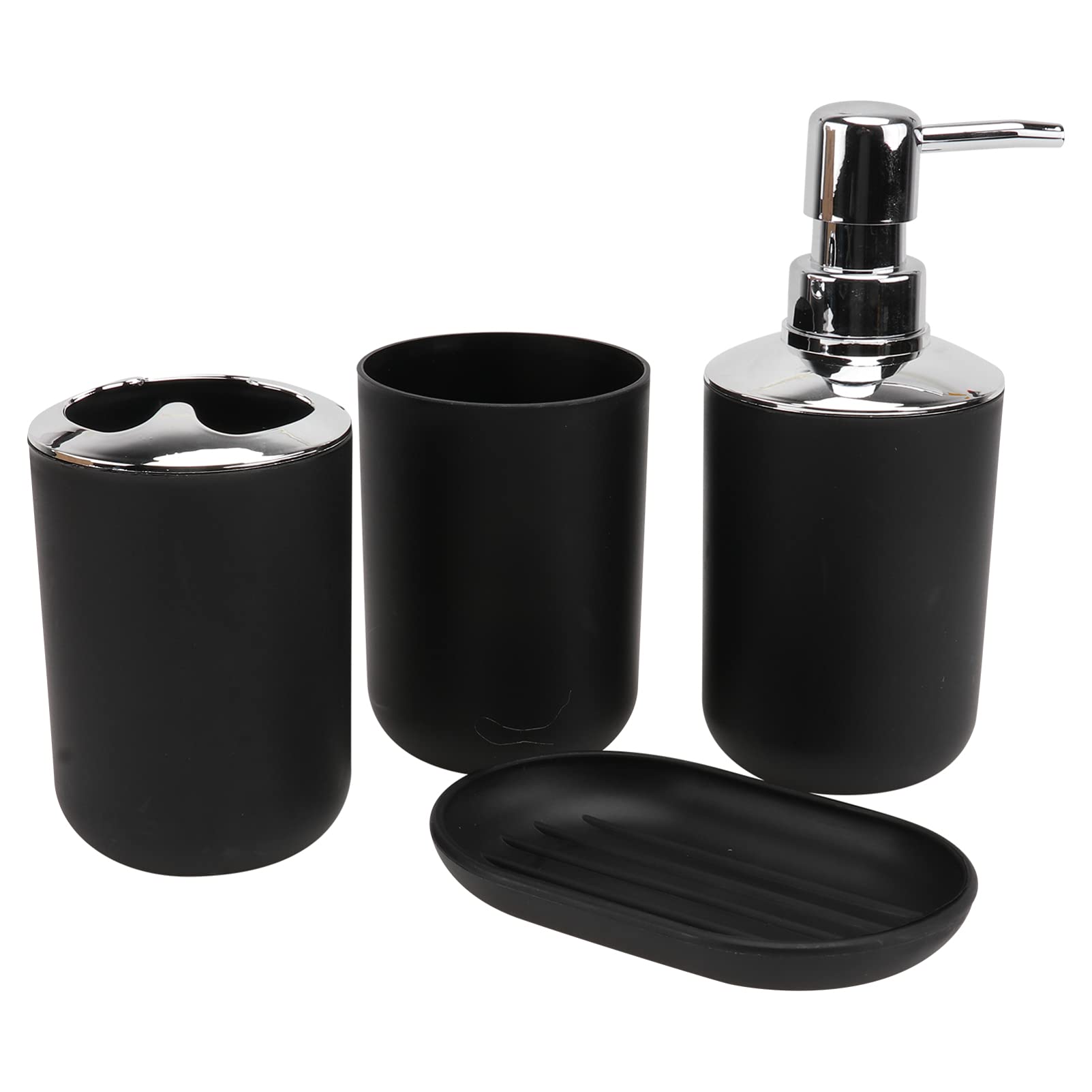 1 Set Bathroom 4-Piece Set - Toothbrush Holder, Gargle Cup, Soap Dish & Tumbler - Modern Bathroom Accessories for Home, Hotel & Dorm Use - Perfect for Organizing Countertops & Vanities