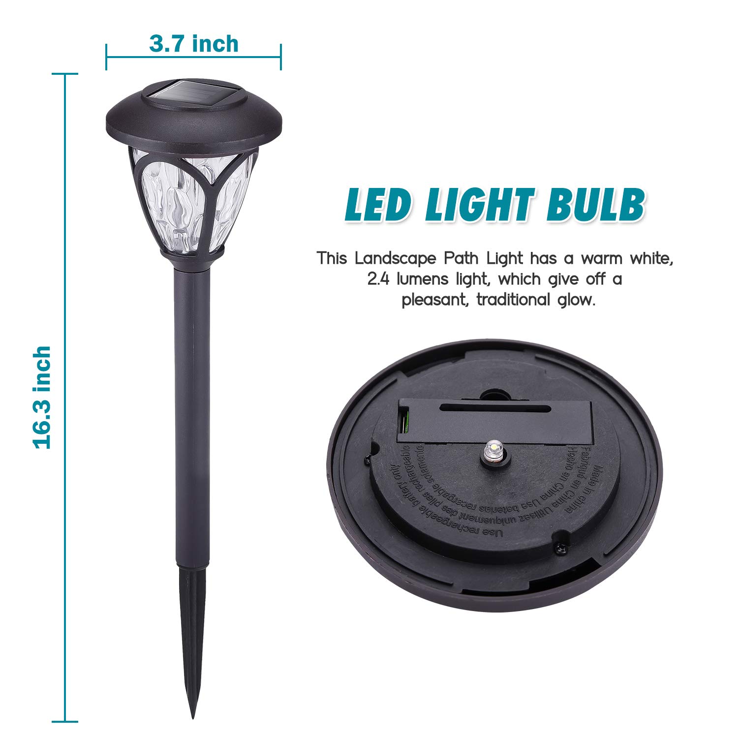 HECARIM 10 Pack Solar Lights Outdoor, Waterproof Solar Pathway Lights for Garden, Walkway, Lawn, Yard & Driveway - Solar Powered LED Landscape Lighting for Nighttime Safety & Decoration