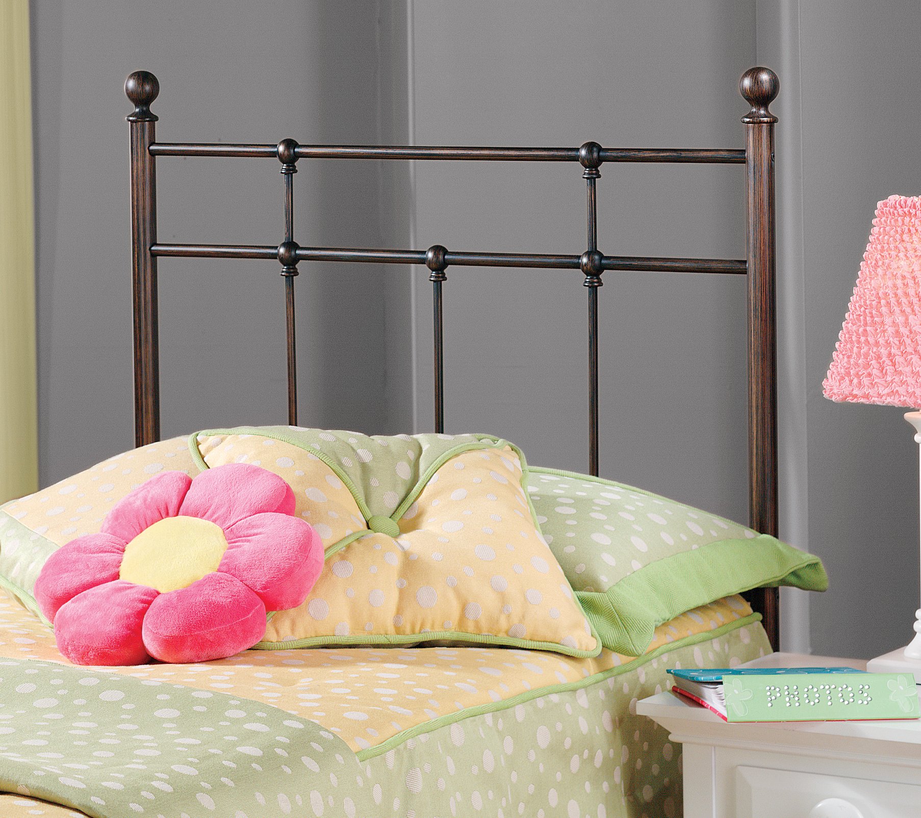 Hillsdale Providence Twin Headboard with Bed Frame in Antique Bronze - Perfect for Kids' Rooms, Guest Bedrooms & Cozy Dorm Decor