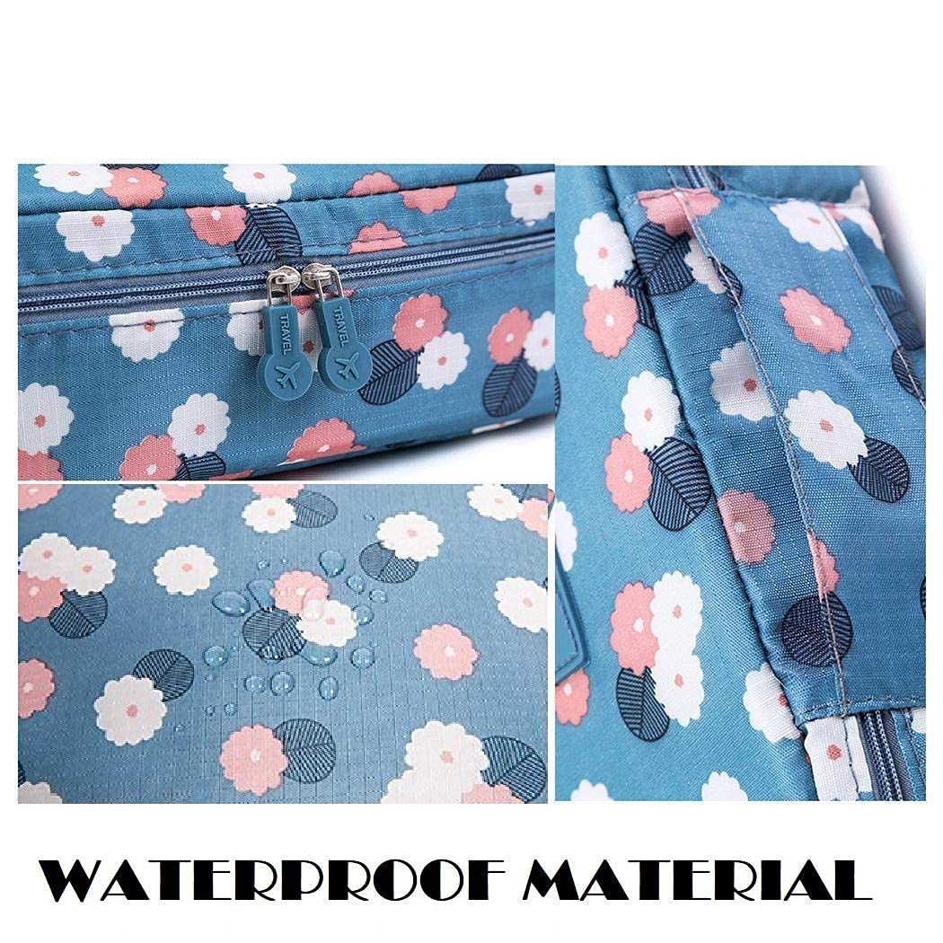 Foldable Travel Toiletry Bag - Waterproof Cosmetic Makeup Organizer Pouch with Carry Handle for Women & Men (Multi Colors) | Perfect for Vacation, Gym, Camping & Business Trips