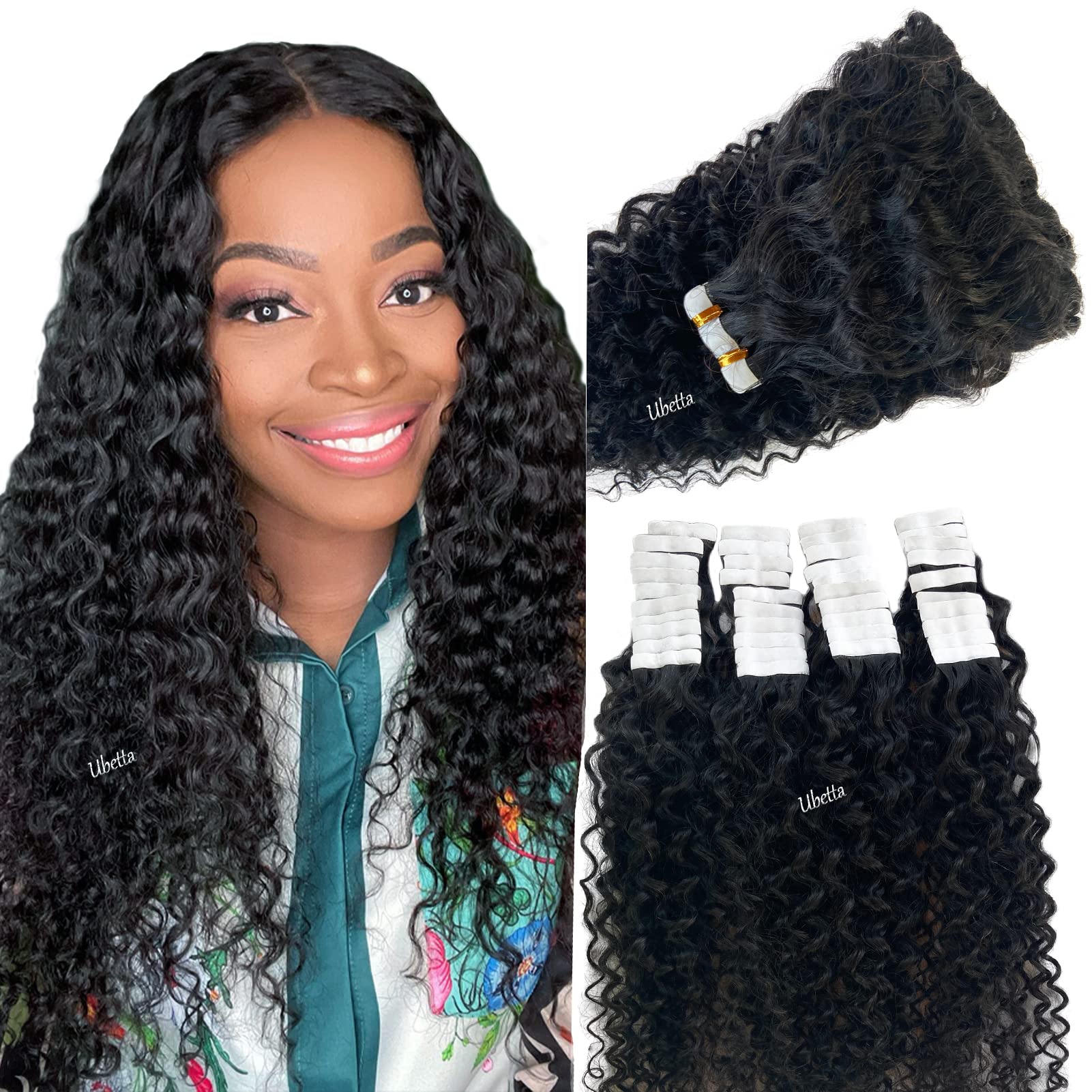 Premium 100G Tape in Hair Extensions for Black Women - 40 Pieces Double Sided Seamless Invisible Real Human Hair Extensions (14 Inch, Curly) - Perfect for Daily Wear, Special Occasions & Volume Enhancement