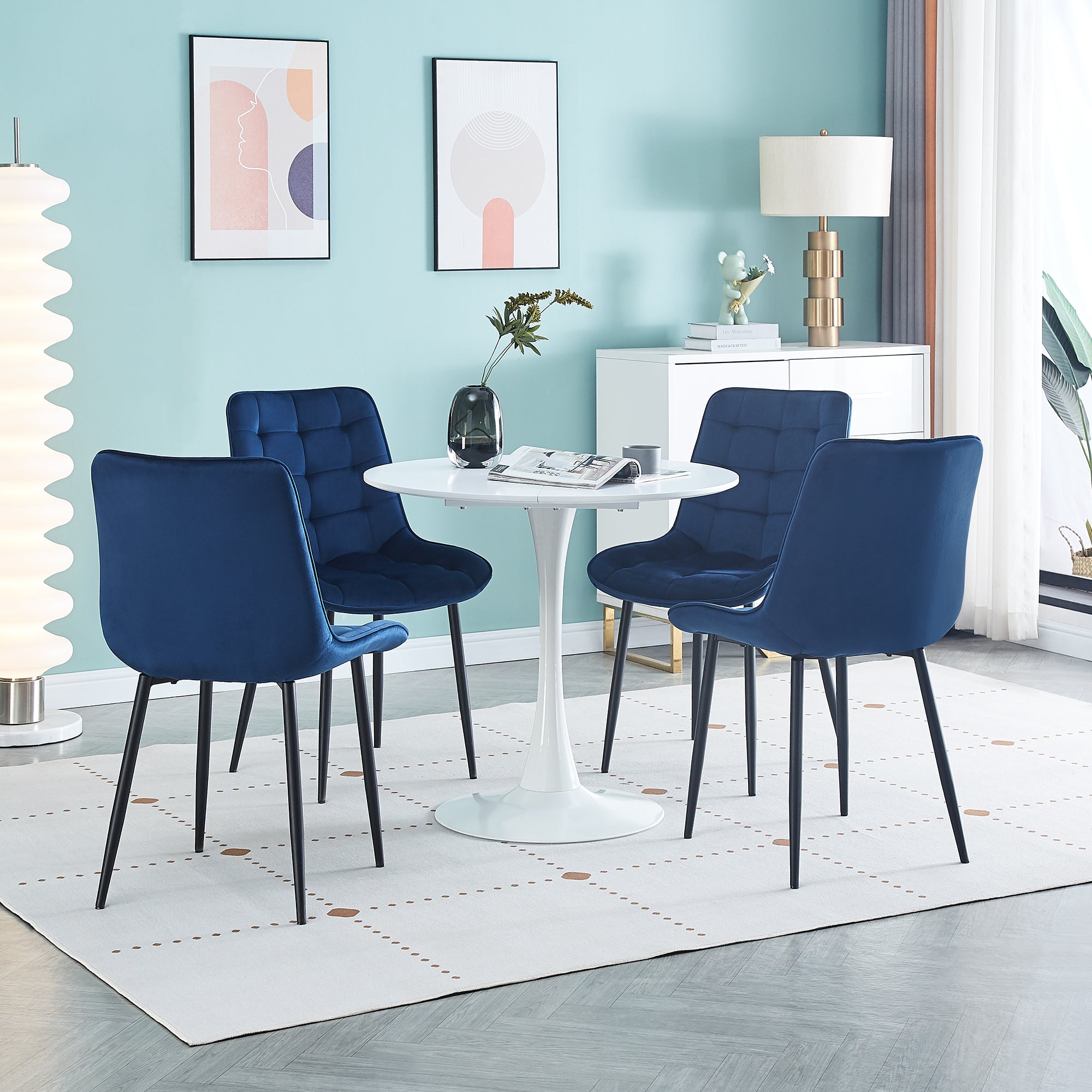 Modern Blue Dining Chairs Set of 2 - Contemporary Style with Advanced Technology - Perfect for Restaurants, Cafes, Bars, Offices & Living Rooms - Easy Assembly & Sturdy Design - Ideal for Home Dining & Commercial Spaces