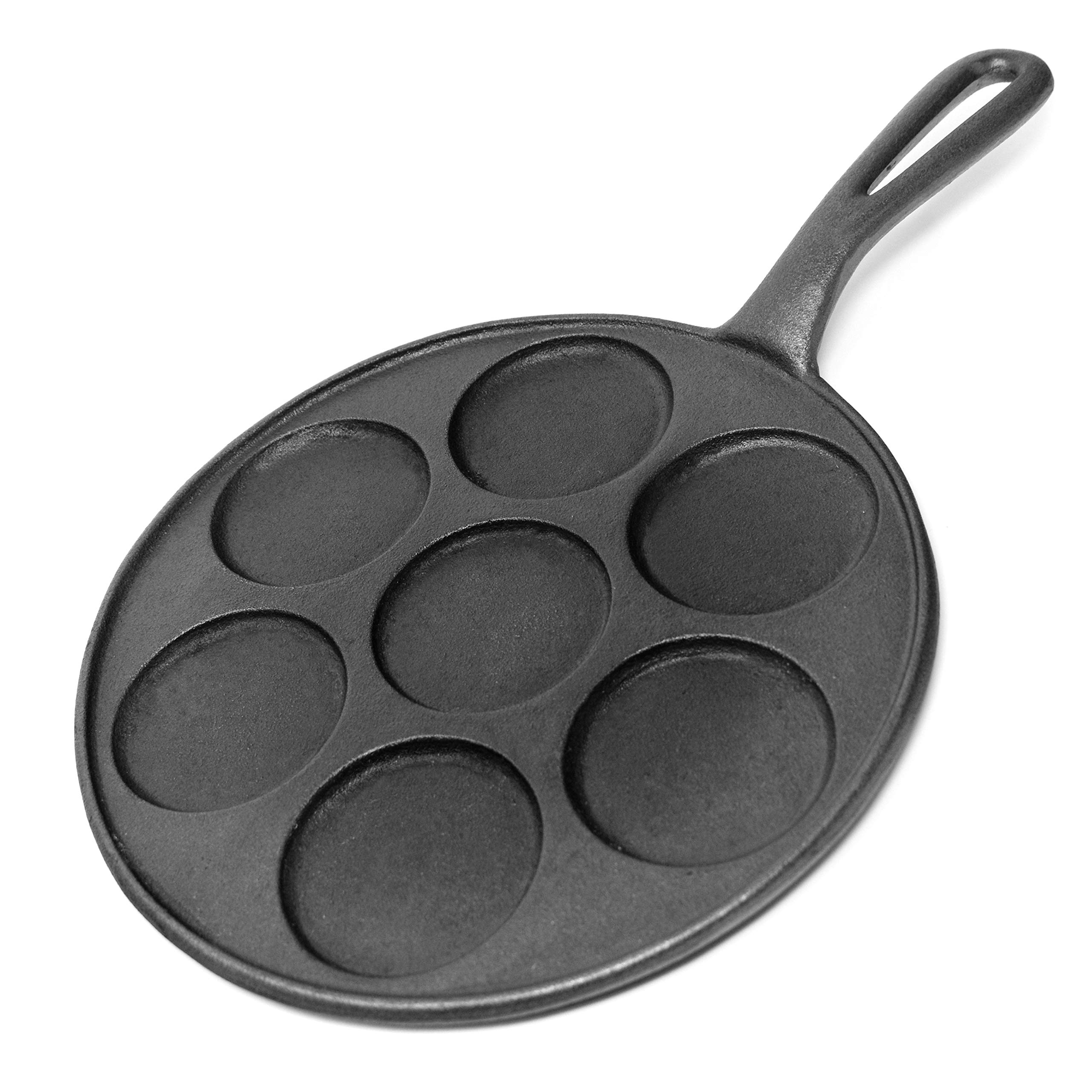 Norpro Cast Iron Plett Pan 3 Inch/7.5cm - Perfect for Pancakes, Eggs & Crepes - Ideal for Stovetop & Oven Use