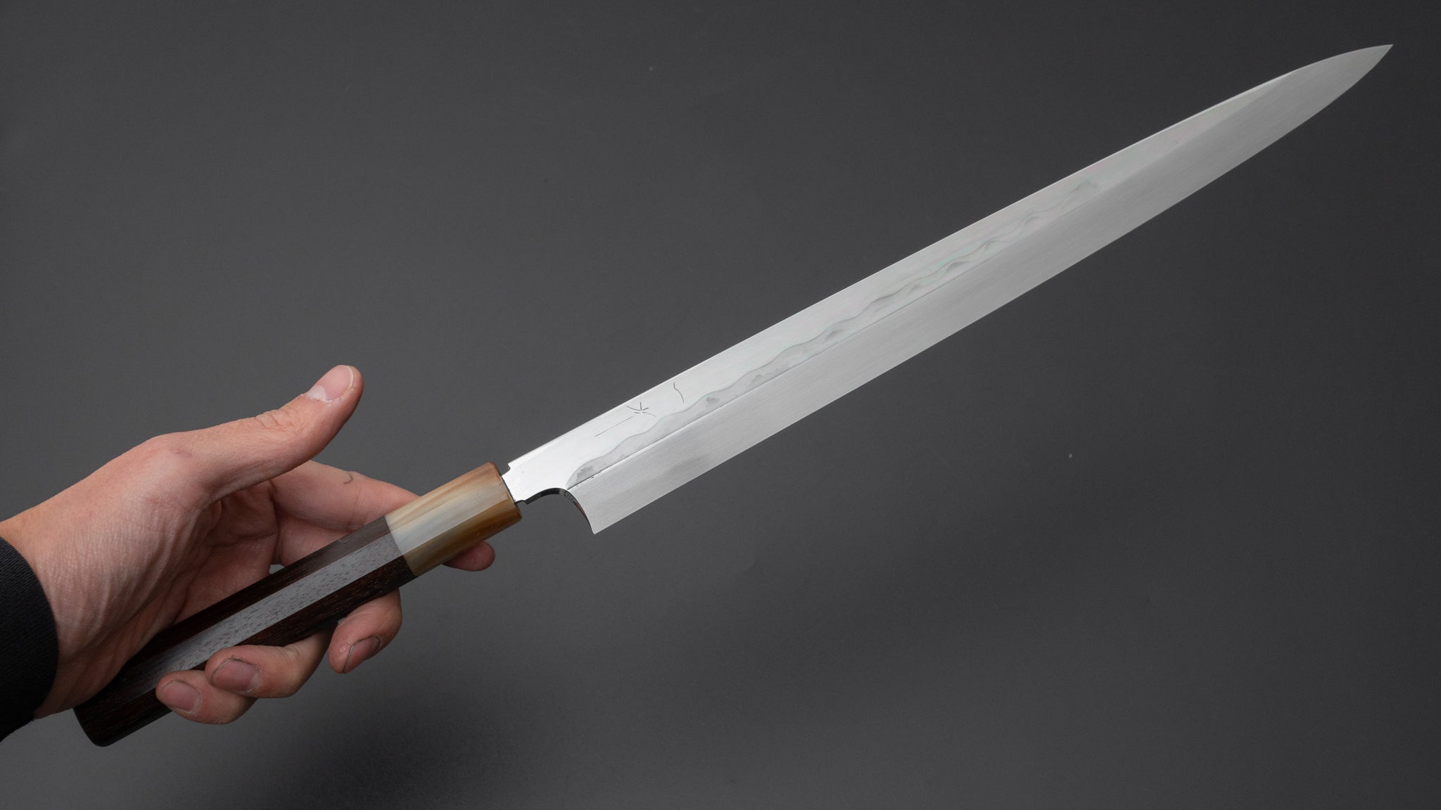 Hitohira Togashi White #1 Mizu Honyaki Fugubiki 300mm Japanese Chef Knife with Taihei Makassar Ebony Handle & Saya - Perfect for Sushi, Sashimi & Precision Cutting in Professional Kitchens