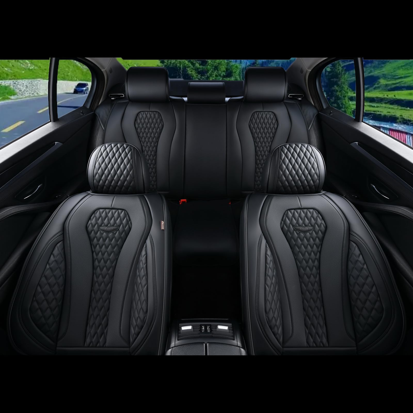 Premium Waterproof Leather Car Seat Covers Full Set - Universal Fit for Most Vehicles (Front & Back Seats) | Black Auto Seat Protectors for SUVs, Trucks & Sedans | Durable Seat Cushion for Daily Commute, Road Trips & Pet Protection