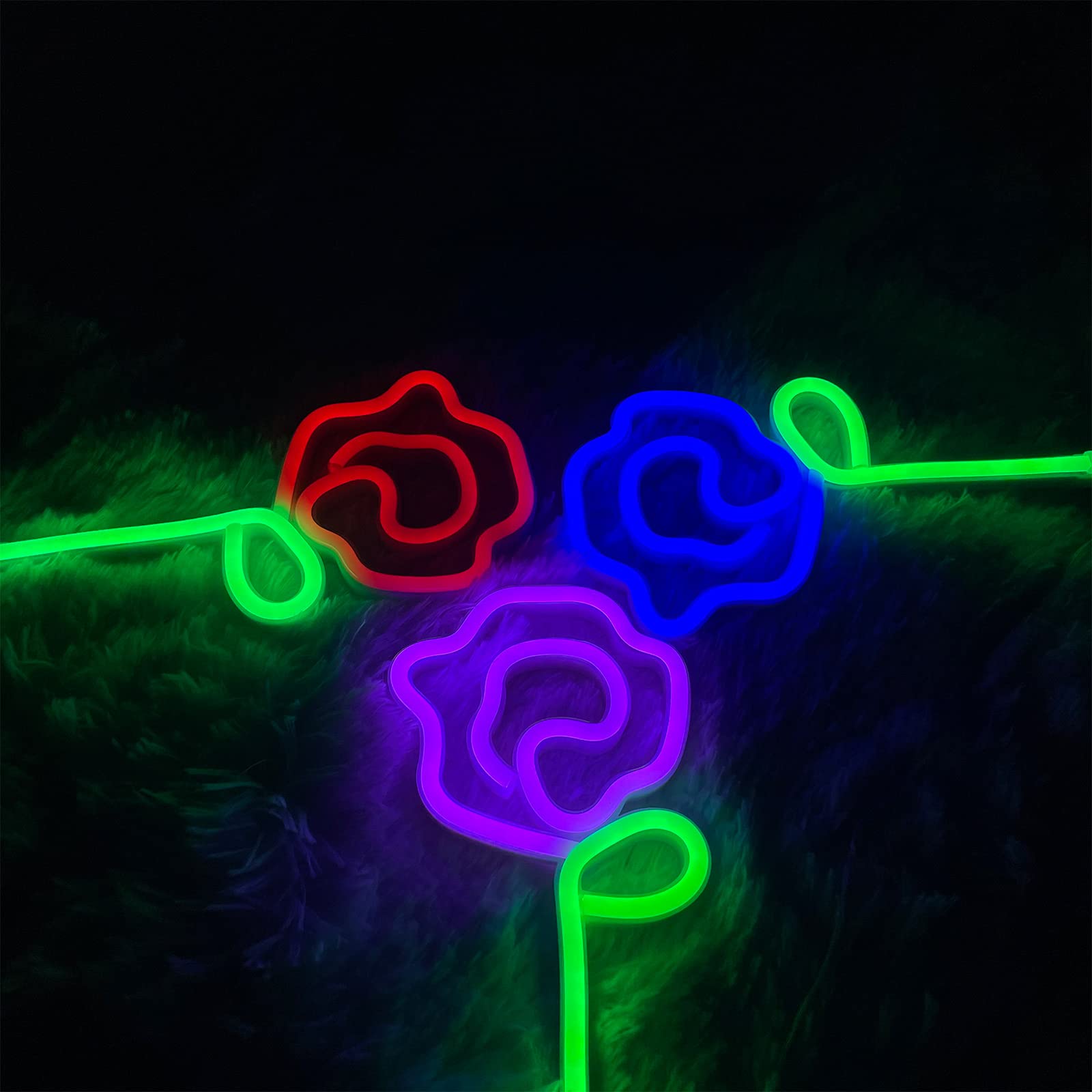 ENUOLI Rose Neon LED Sign - Red Rose Flower with Green Stem Wall Art, USB/Battery Powered Night Light for Bedroom, Bar, Wedding Decor - Perfect for Romantic Gifts, Party Lighting & Home Decoration