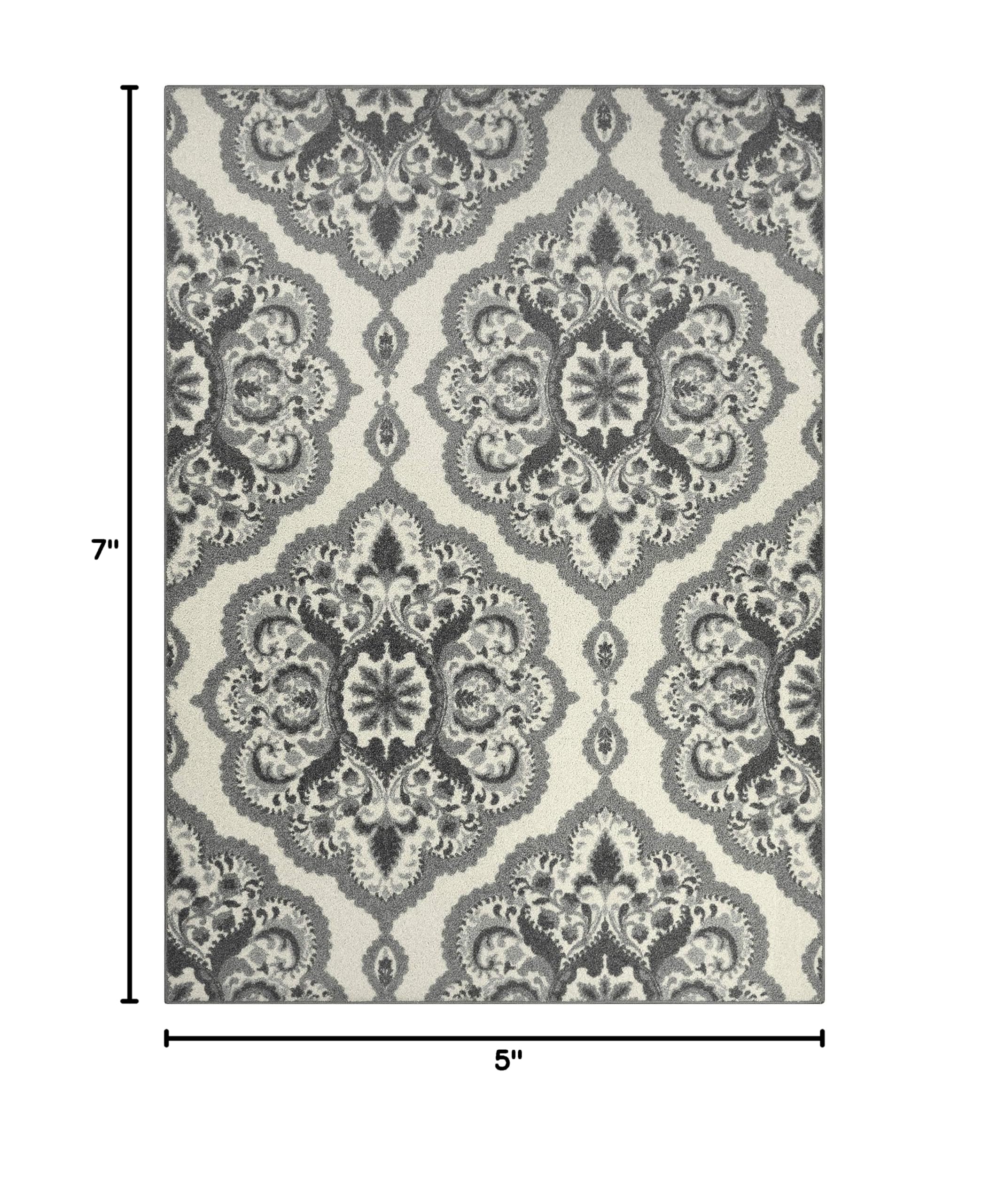 Vivian Medallion Area Rug 5x7 Grey - Handmade in USA, Soft & Durable Living Room & Bedroom Rug - Perfect for Home Decor, Cozy Spaces & High-Traffic Areas