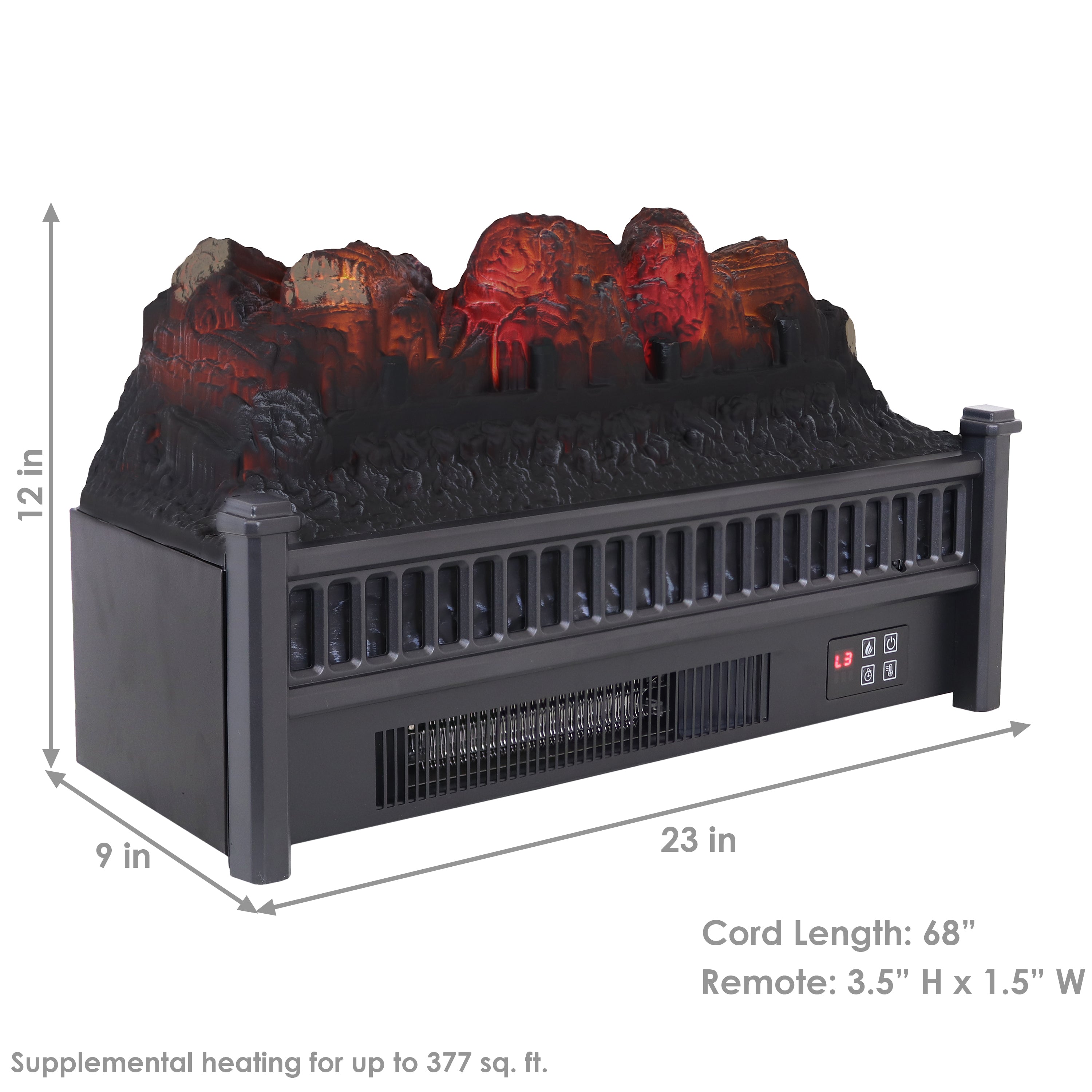 Sunnydaze Electric Fireplace Insert with Realistic Heated Logs - Perfect for Living Room, Bedroom & Office Heating