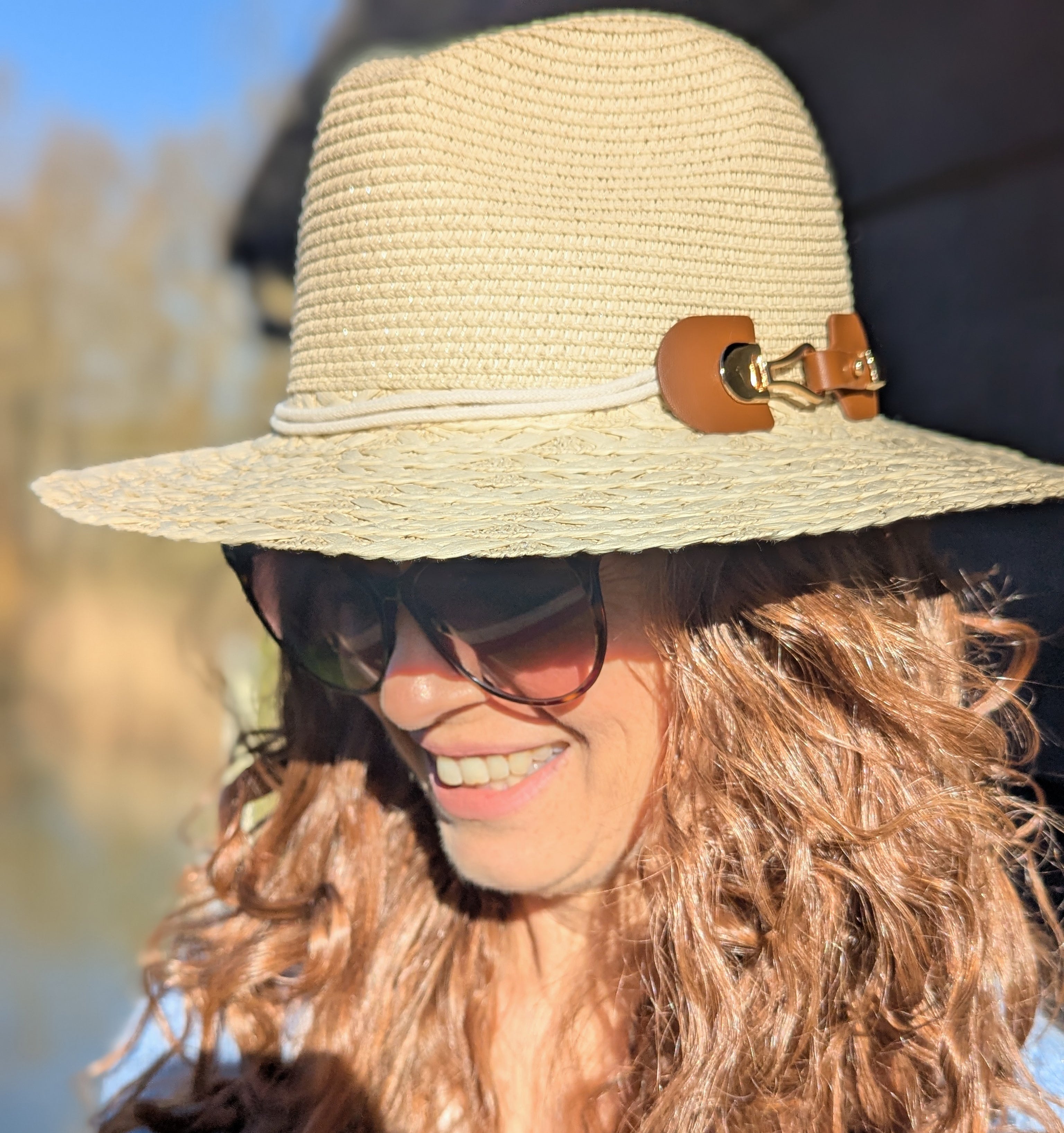 Foldable Panama Hat with Plaited Brim - 57cm Natural Cream for Women & Men - Perfect for Beach, Travel, and Outdoor Activities