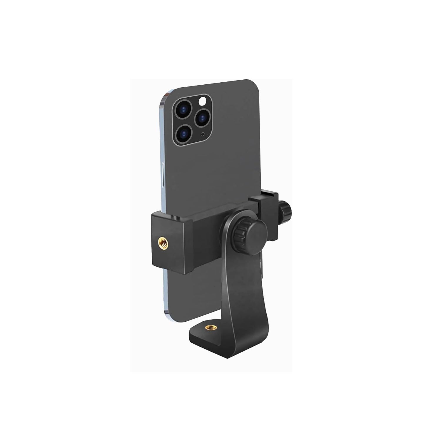 Rotatable Phone Holder with 1/4 Inch Screw Tripod Mount - Adjustable Clip for Android & iPhone - Perfect for Vlogging, Live Streaming & Hands-Free Video Calls (Black)