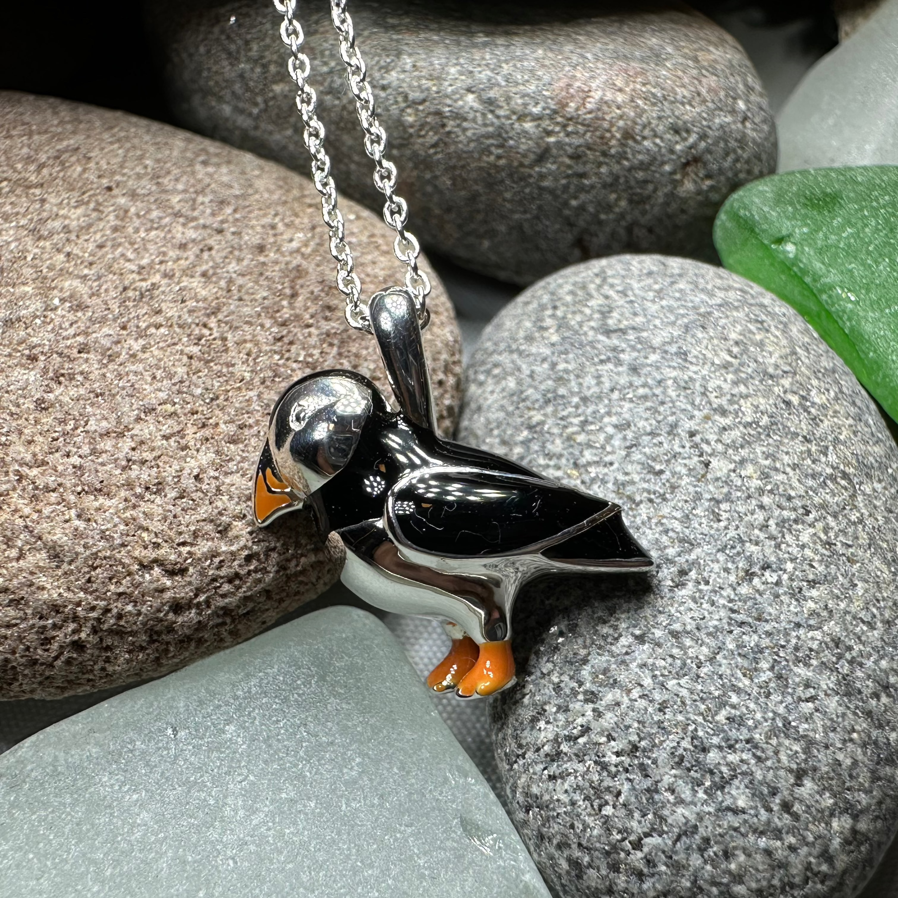 Handmade Enamel Puffin Pendant Necklace - Cute Bird Jewelry Gift for Women - Perfect for Casual Wear, Date Nights & Nature Lovers