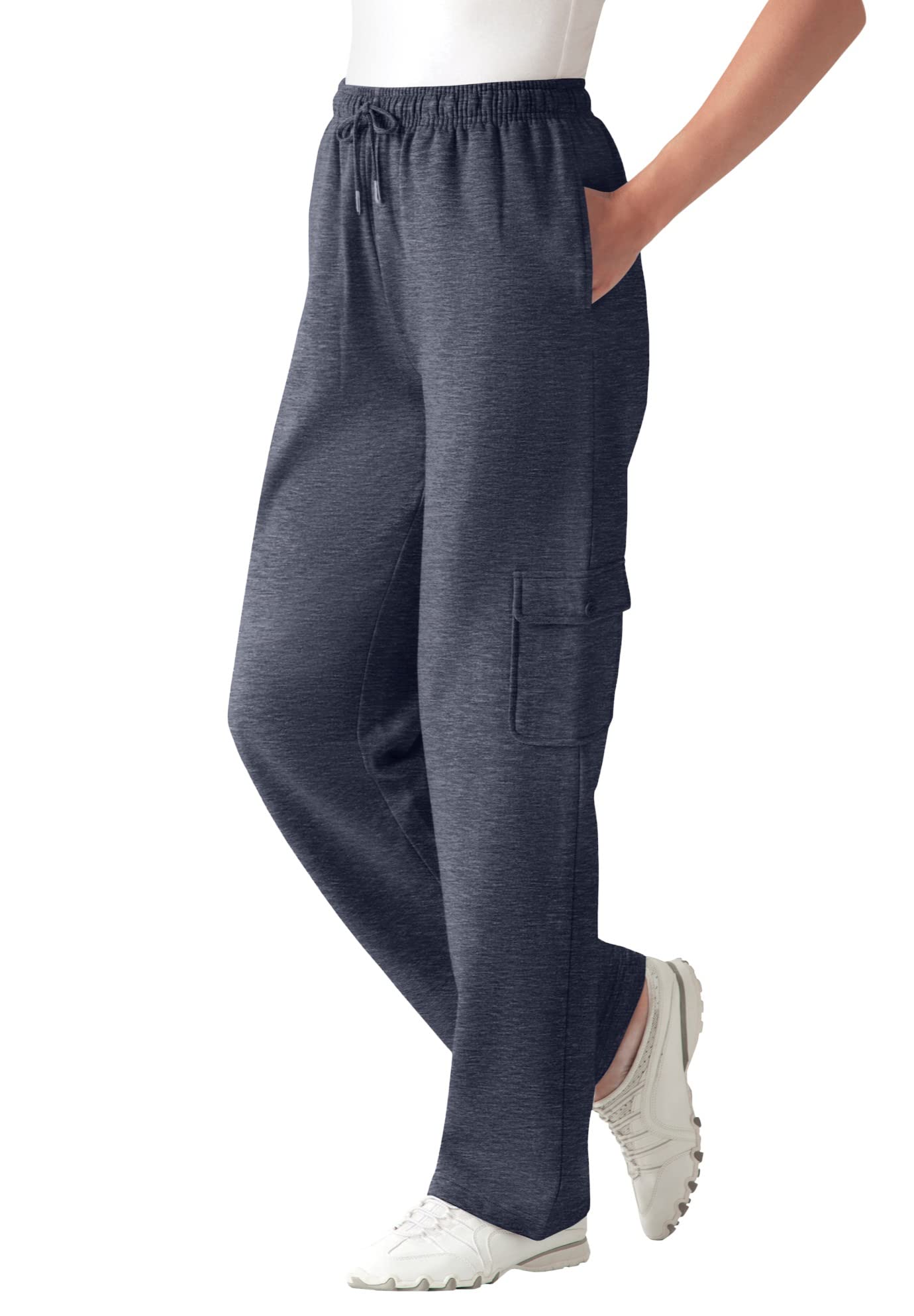 Woman Within Plus Size Better Fleece Cargo Sweatpant for Women - Comfortable & Stylish (Petite & Tall Sizes Available) - Perfect for Lounge, Yoga, Travel & Casual Wear