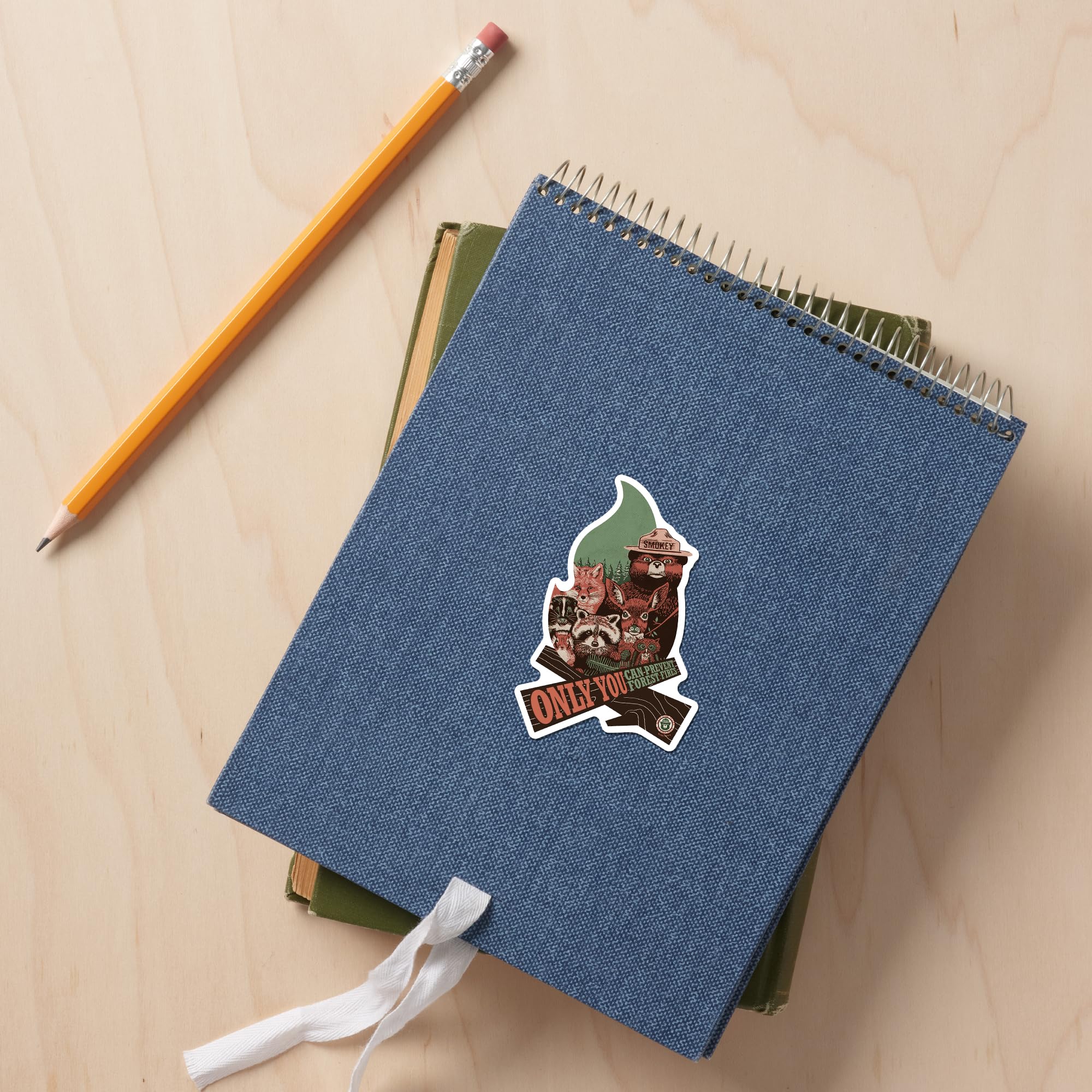 Smokey Bear and Woodland Creatures Die Cut Vinyl Stickers - 1 to 3 Inch Waterproof Decals for Cars, Laptops, Water Bottles & Coolers - 'Only You Can Prevent Wildfires' Outdoor-Themed Stickers - Perfect for Hiking Gear, Camping Equipment, and Nature Lover Gifts