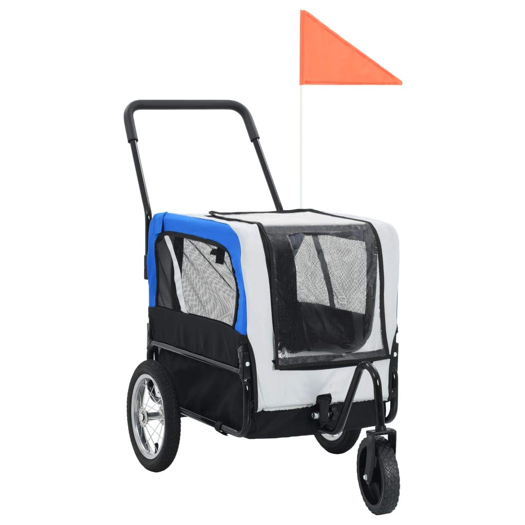 Unfade Memory Pet Bike Trailer & Jogging Stroller - Lightweight Bicycle Carrier for Small Dogs (Gray/Blue) - Perfect for Cycling, Running & Outdoor Adventures with Your Pet