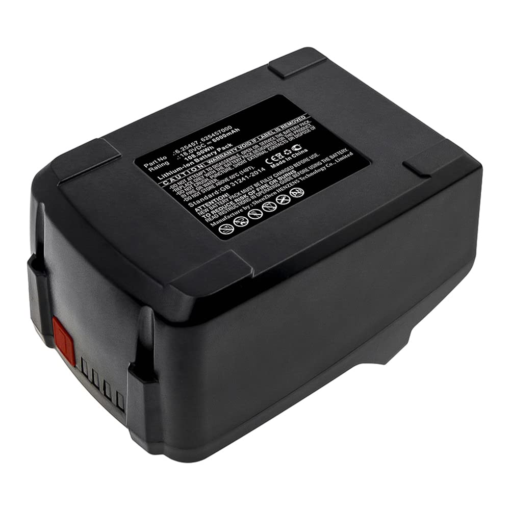 Synergy Digital 18V 6000mAh Li-ion Replacement Battery for Metabo BS 18 Quick 602217500 Power Tools - Ultra High Capacity, Long Lasting Performance - Perfect for Drilling, Sawing, and Construction Projects