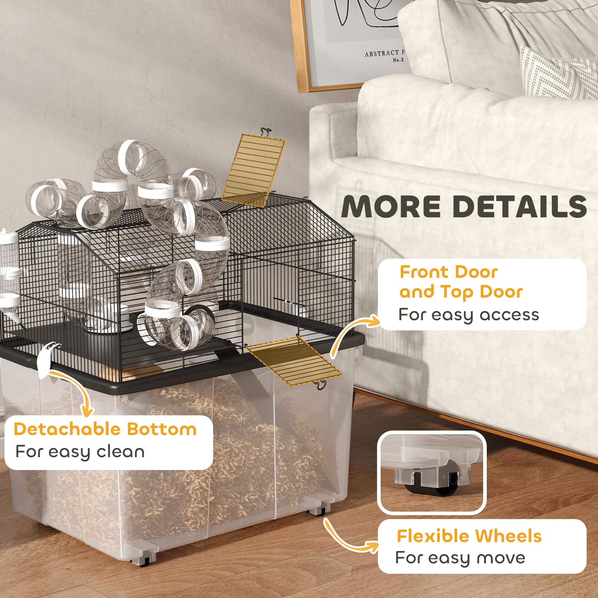 PawHut 2-Tier Large Hamster Cage with 12
