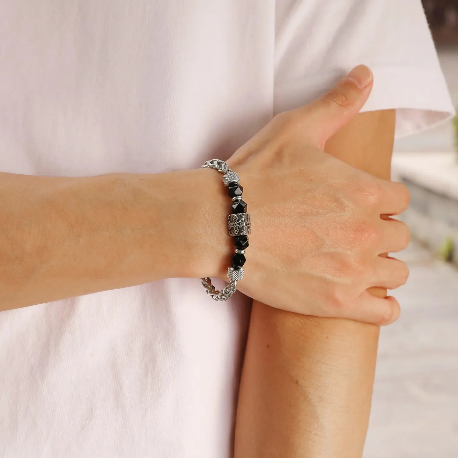 Stylish Cross Bead Bracelet for Women - Trendy Religious Jewelry Gift for Christmas, Baptism & Everyday Wear