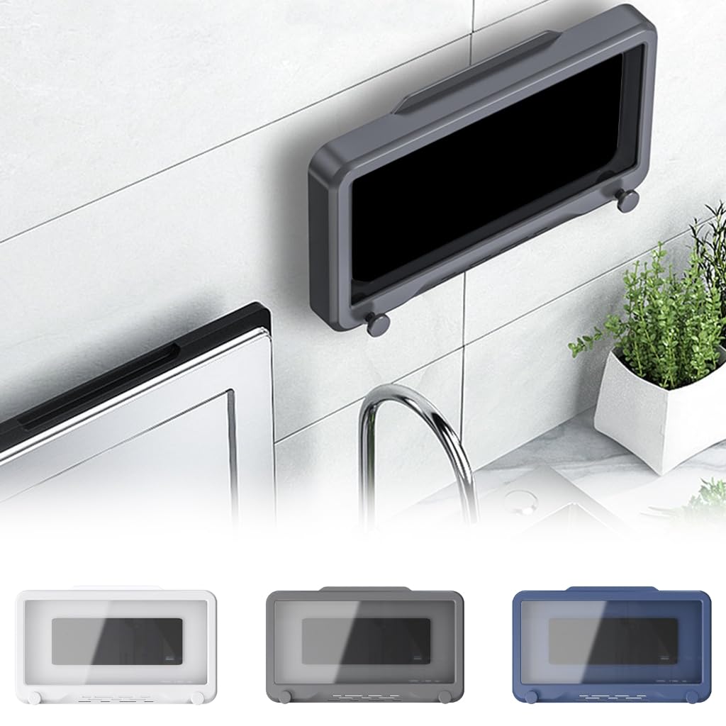 Waterproof Self-Adhesive Phone Holder for Bathroom & Home - Wall Mounted Phone Stand Case with Strong Adhesive (Perfect for Shower, Kitchen, Office & Car Use)