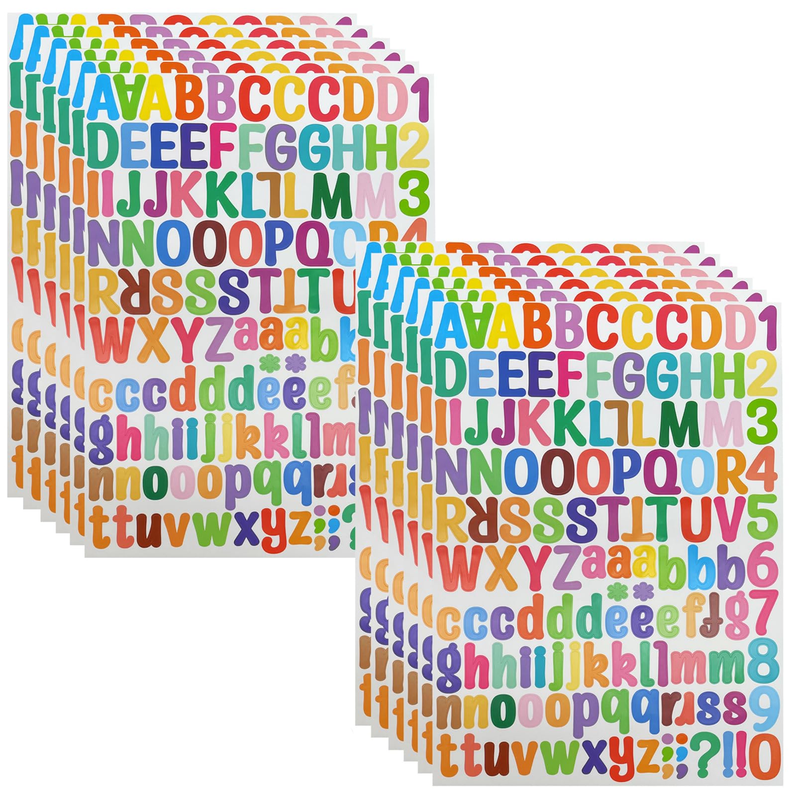 12-Pack Colorful Number & Alphabet Letter Stickers - Self-Adhesive Vinyl Decals for DIY Crafts, Scrapbooking, Notebooks, Mailbox Decor, Gift Wrapping - Perfect for Kids' Art Projects, School Supplies & Home Organization