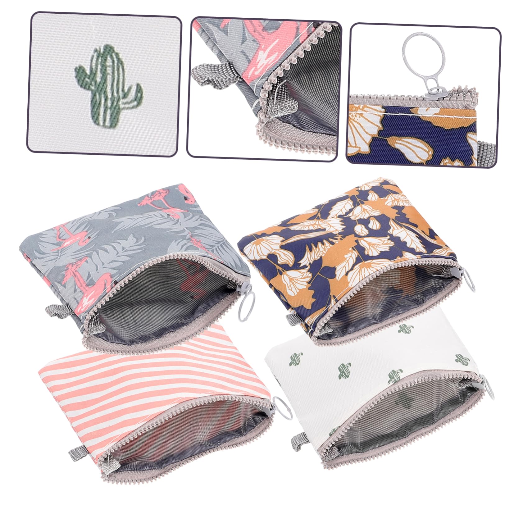 BUTIFULSIC 4-Pack Sanitary Pad Holders - Leakproof Period Hygiene Bags for Women & Teens | Reusable Travel Toiletry Organizer for School, Work, Gym & Nursing Pads | Discreet Aunt Towel Storage Solution