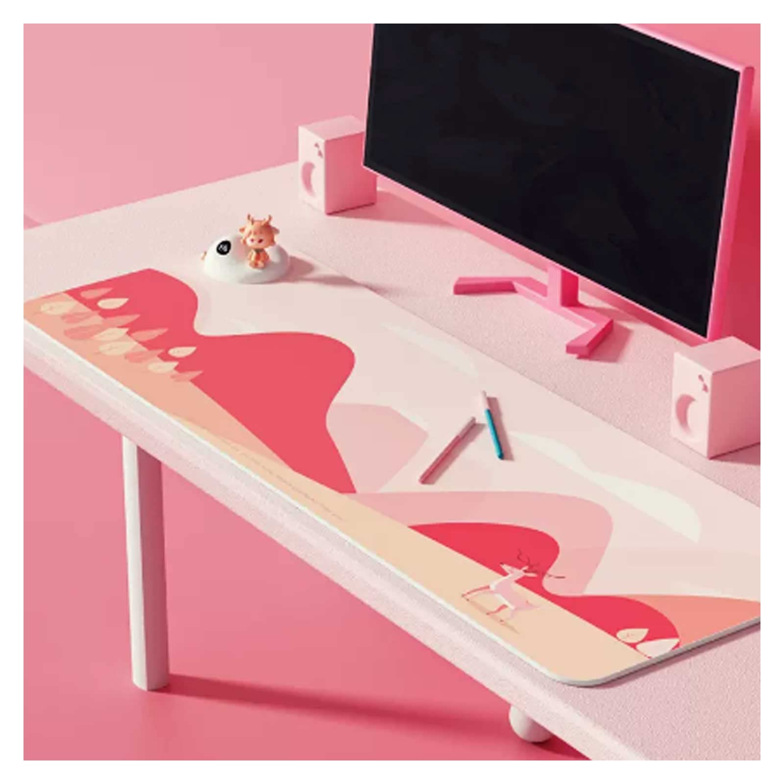 RTSY Large Heated Mouse Pad - 31.5 x 13in Electric Desk Warmer with Cute Doll Design for Home Office, Gaming & Study | Perfect for Winter Use & Cold Hands Relief