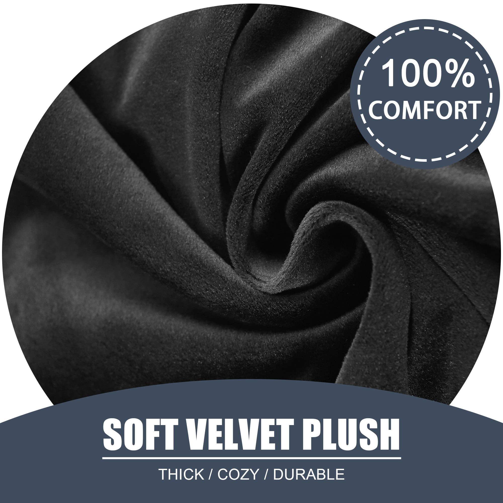 Soft Velvet Plush Stretch Cushion Cover - Elastic Bottom Furniture Protector for Loveseat, Sofa & Couch (Large, Black) | Perfect for Living Room, Bedroom & Home Decor