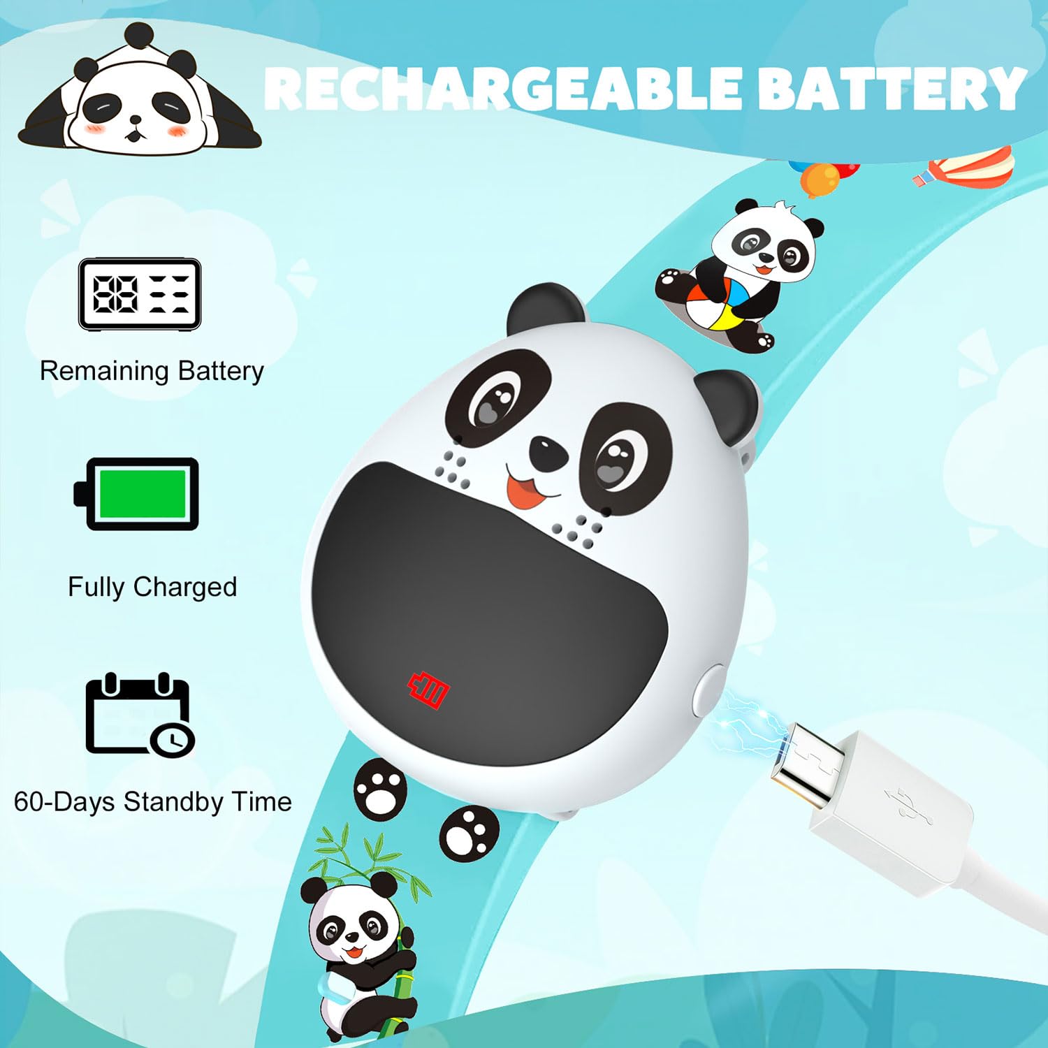 Potty Training Watch Timer for Toddlers - USB Rechargeable Potty Alarm with Countdown, Flashing Lights & Music - Waterproof Kids Toilet Training Watch for Boys & Girls (Blue) - Perfect for Daycare, Travel & Home Use