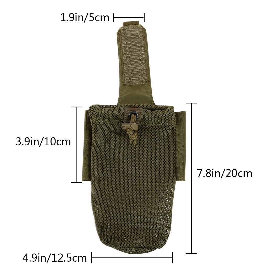 Tactical MOLLE Water Bottle Pouch - Foldable Military Canteen Holder with Drawstring & Mesh Design - Perfect for Hiking, Camping, and Outdoor Adventures
