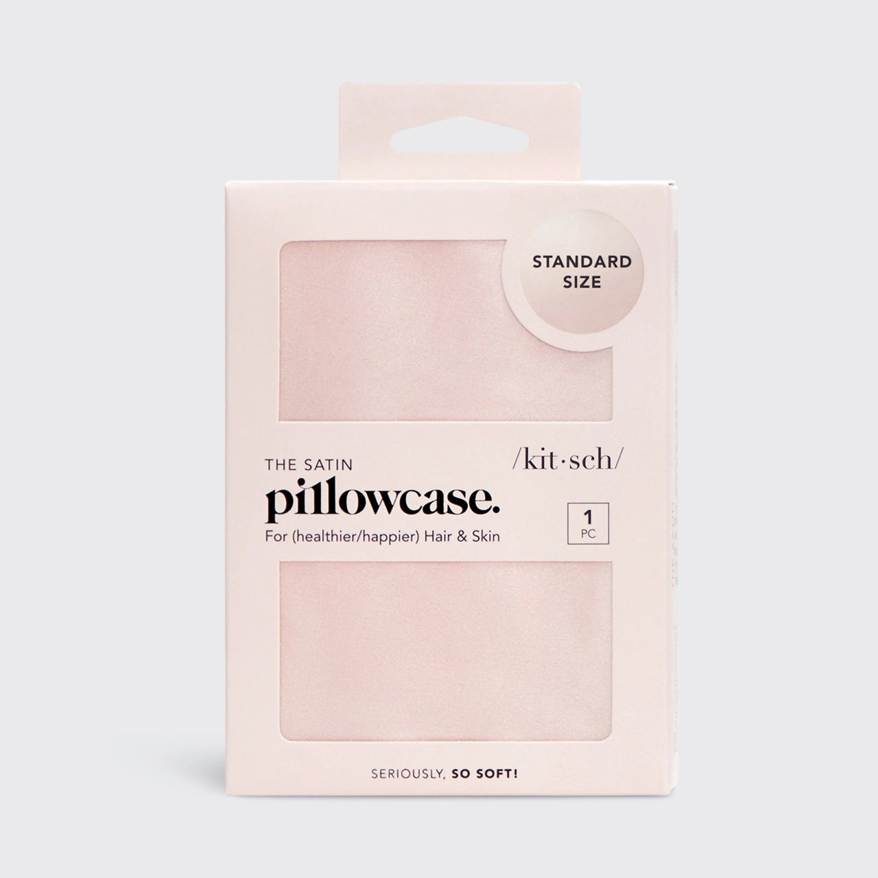 Kitsch Blush Pink Satin Pillowcase - Soft & Smooth Standard Size Pillow Cover for Hair & Skin Care - Perfect for Bedroom, Travel & Gift Giving