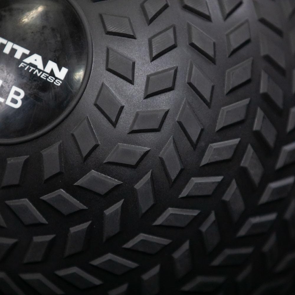 Titan Fitness Rubber Tread Slam Ball - Heavy Duty Dead Bounce Weighted Exercise Ball for Strength Training, CrossFit, HIIT Workouts - Perfect for Throwing, Catching, Slamming & Twisting Moves in Home Gym or Outdoor Fitness