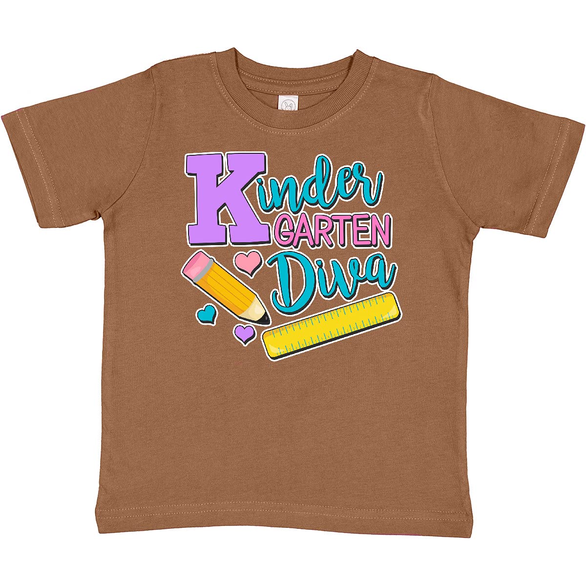Inktastic Kindergarten Diva with Pencil and Ruler Toddler T-Shirt - Cute Graphic Tee for Girls, Back to School Outfit, First Day of School Clothes, Preschool Teacher Gift