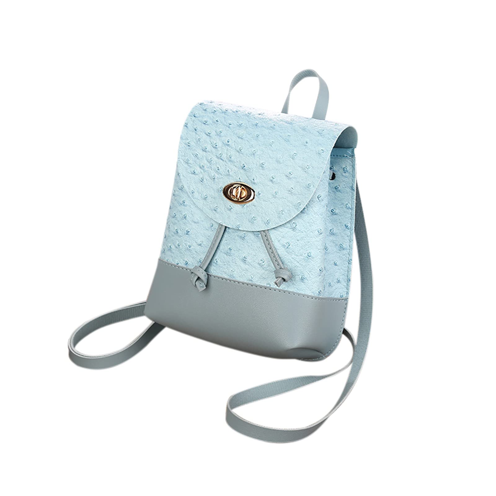 Anti-Theft Drawstring Backpack for Women - Small Cute Backpack with Plush Pendant & Lockable Cover (Blue, One Size) - Perfect for Travel, Gym, Shopping & Daily Use