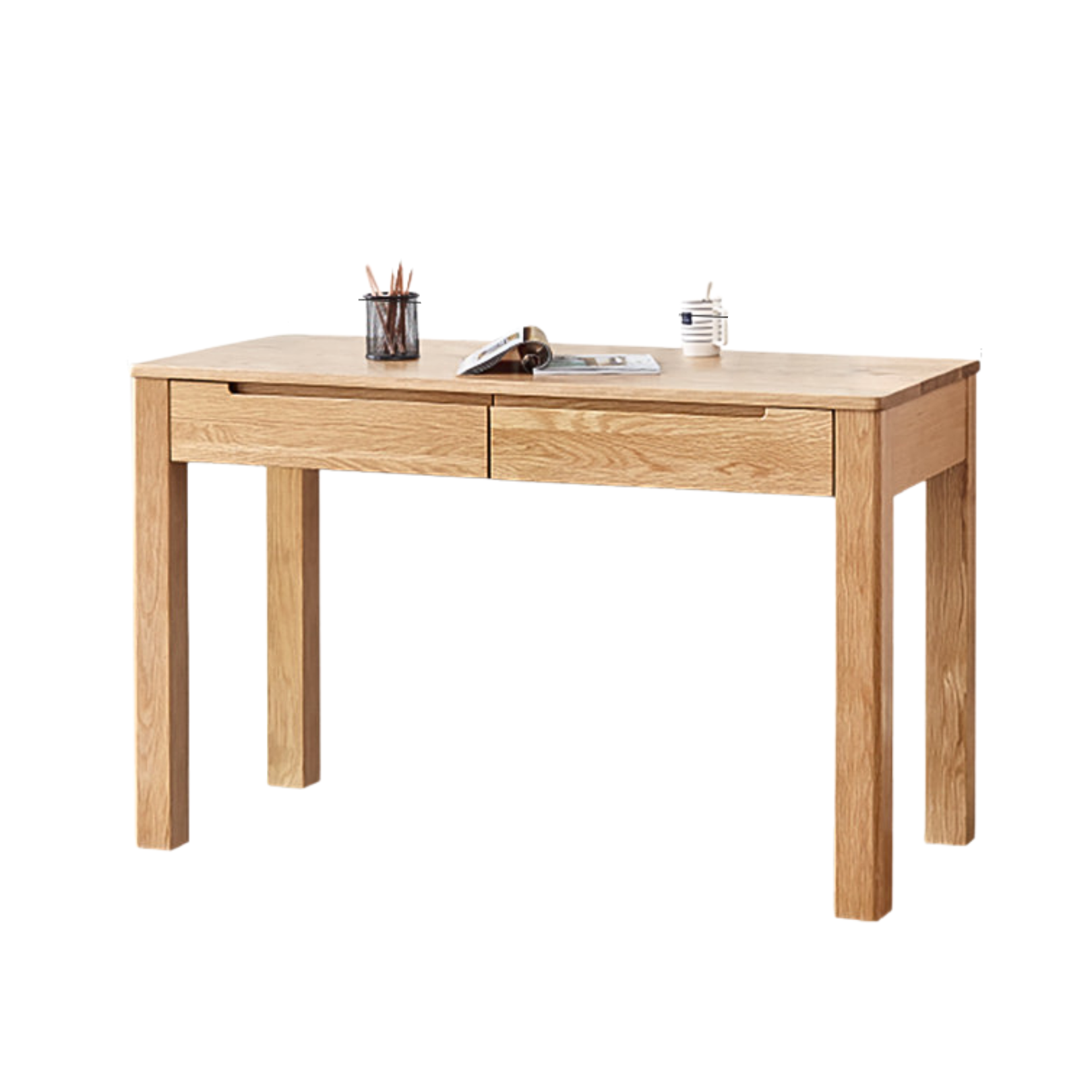 31.5x22x29.9 inch / 80x56x76сm / Natural Wood Color / oak two drawer desk
