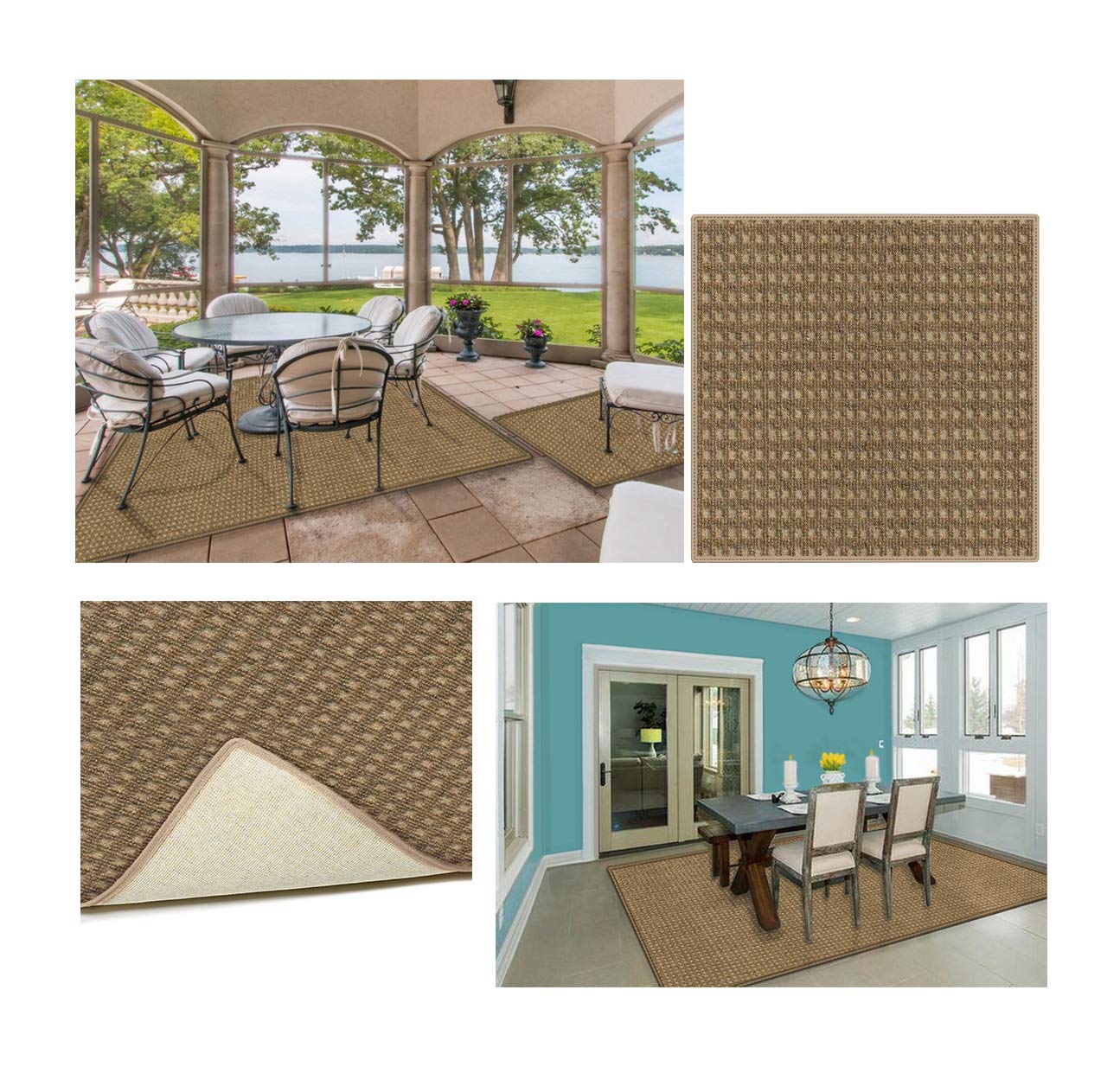 6'x9' Eco-Friendly DuraKnit Waffle Pattern Area Rug - Indoor/Outdoor Pottery Carpet with Pile & Loop Design for Living Room, Bedroom, Patio Decor