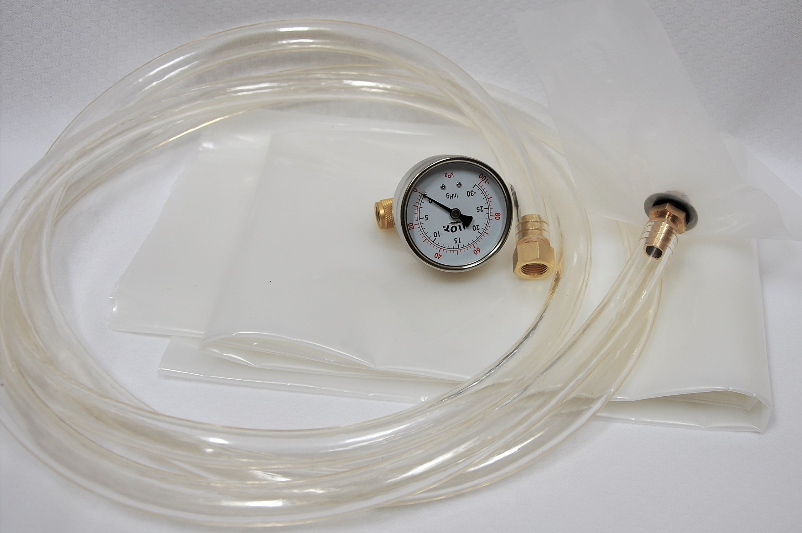 **Vacuum Bagging Starter Kit for Resin Epoxy Infusion - 5x8 ft Poly Fabric (40 sq ft), 3 Gauge Brass Connectors, 5 ft Vacuum Hose - Perfect for DIY Boat Repair, Composite Layup & Woodworking Projects**