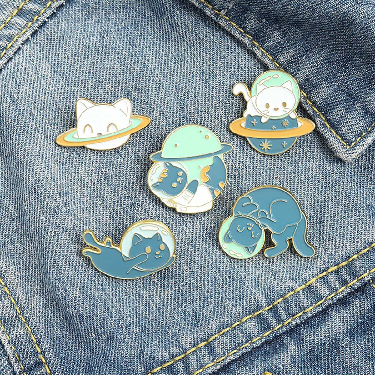 5Pcs Cute Cat Enamel Brooch Pins for Women & Girls - Cartoon Animal Enamel Pin Set for Kids - Novelty Cat Lapel Pins for Clothes, Backpacks, Hats, Bags & Accessories - Perfect for Gifts, DIY Crafts & Fashion Decorations