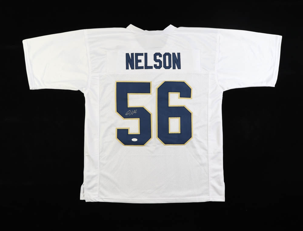 Quenton Nelson Autographed Notre Dame Fighting Irish #56 White Football Jersey - Signed Collectible for Fans, Memorabilia, and Sports Decor