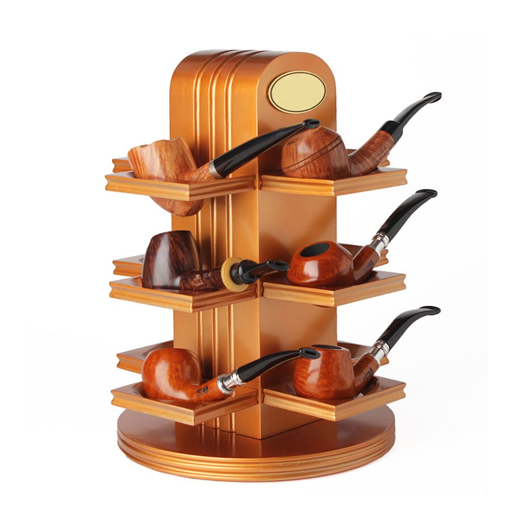 Premium Wooden Tobacco Pipe Stand Rack - 12 Slot Rotating Display Holder for Smoking Pipe Collectors | High-Class Men's Smoking Accessories | Perfect for Pipe Collections, Gifts & Home Decor