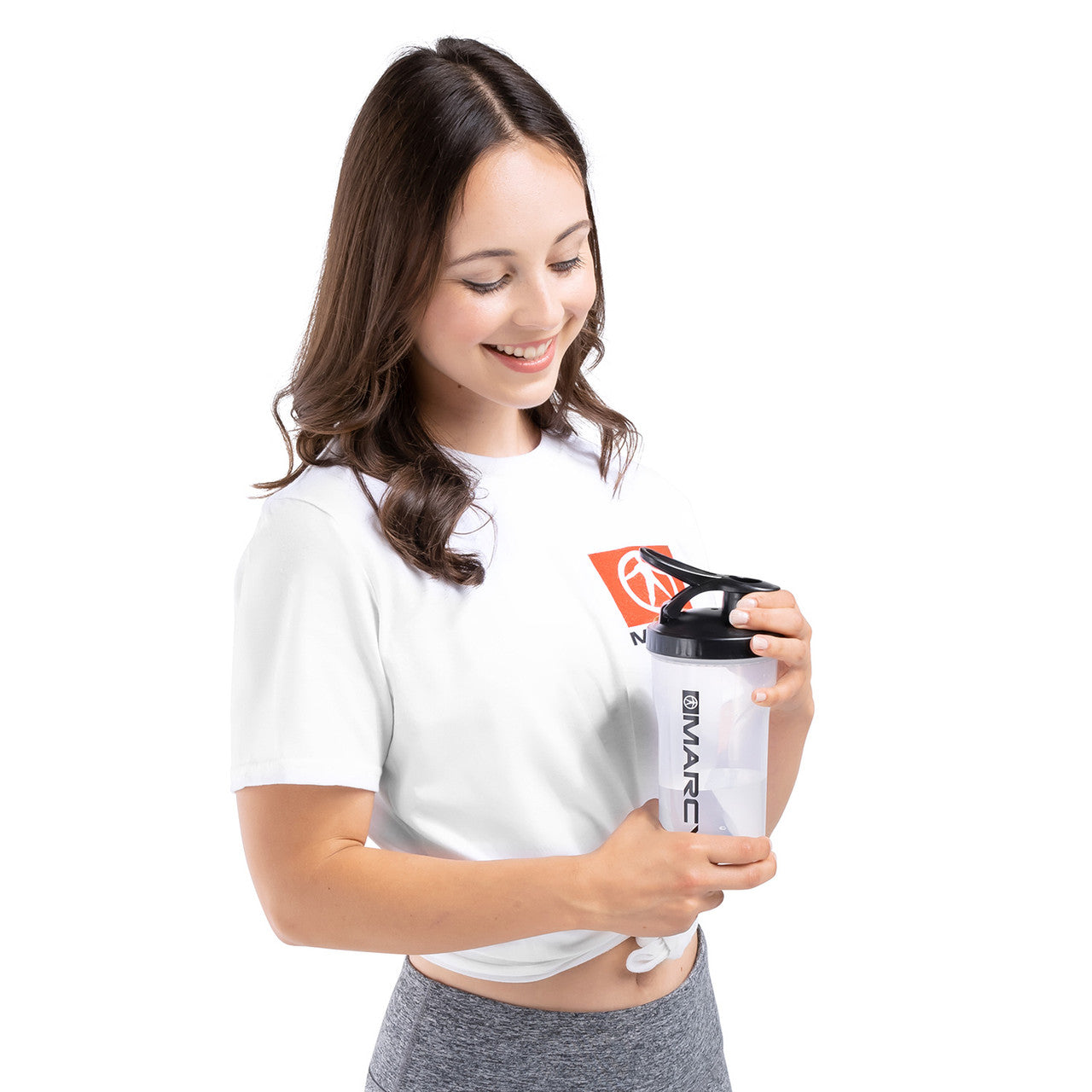 Marcy 23.5 oz Shaker Bottle with Non-Spill Black Lid - Clear Protein Mixer for Gym, Workout & Post-Exercise Recovery