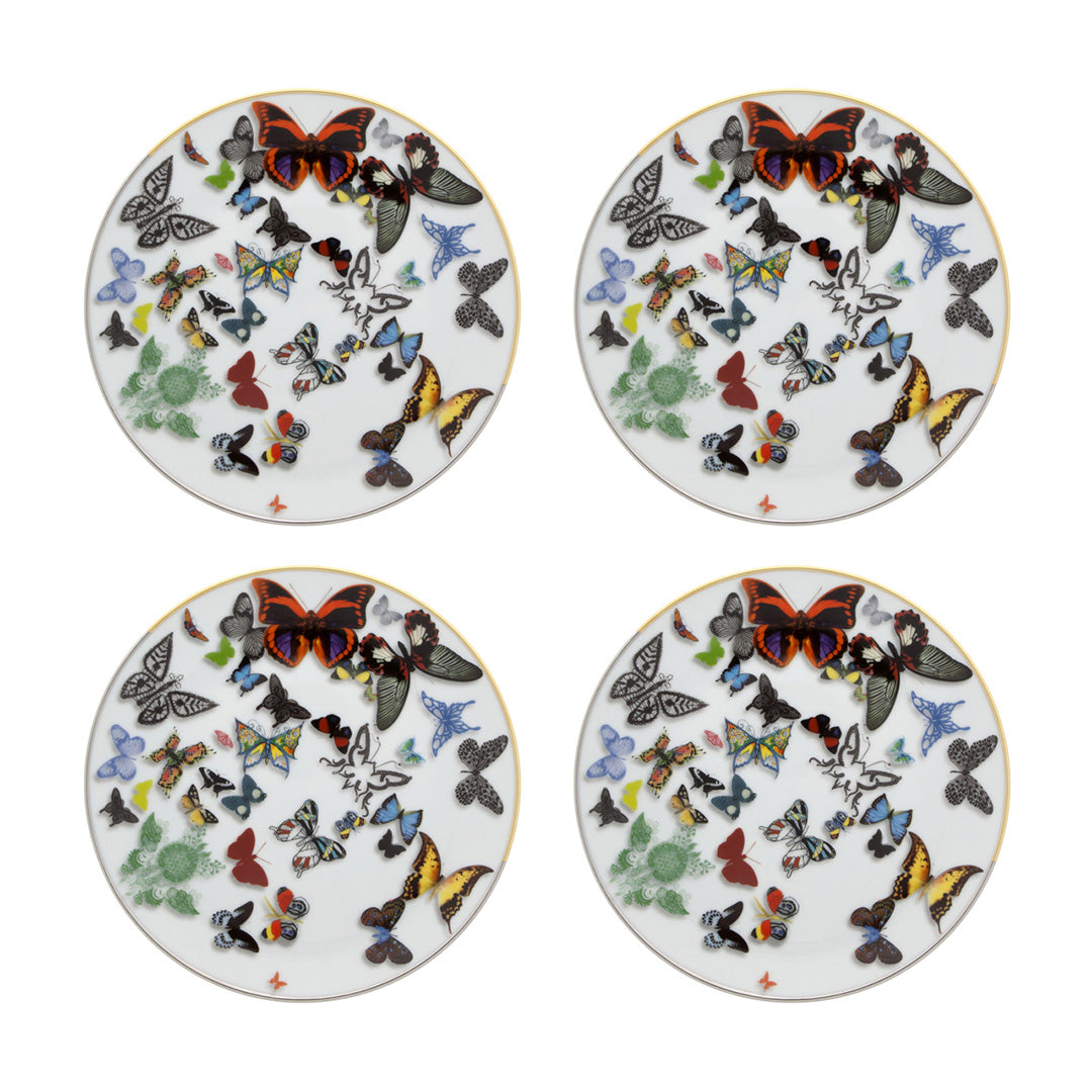 Christian Lacroix Butterfly Parade Dessert Plates - Set of 4 Elegant Floral Design Porcelain Plates for Afternoon Tea, Wedding, and Special Occasions