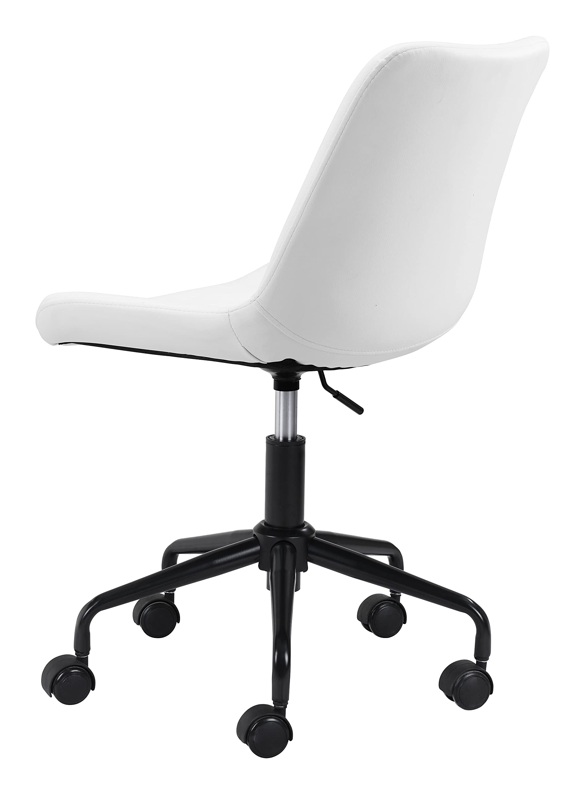 Zuo Byron Modern Office Chair - Ergonomic Desk Chair with Adjustable Height & Lumbar Support - White - Perfect for Home Office, Gaming & Workspace