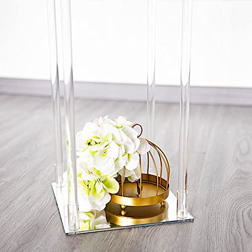 32-Inch Tall Clear Crystal Rectangular Flower Vase Stand - Elegant Centerpiece for Weddings, Parties & Home Decor - Perfect for Floral Arrangements, Table Decor, and Event Decorations
