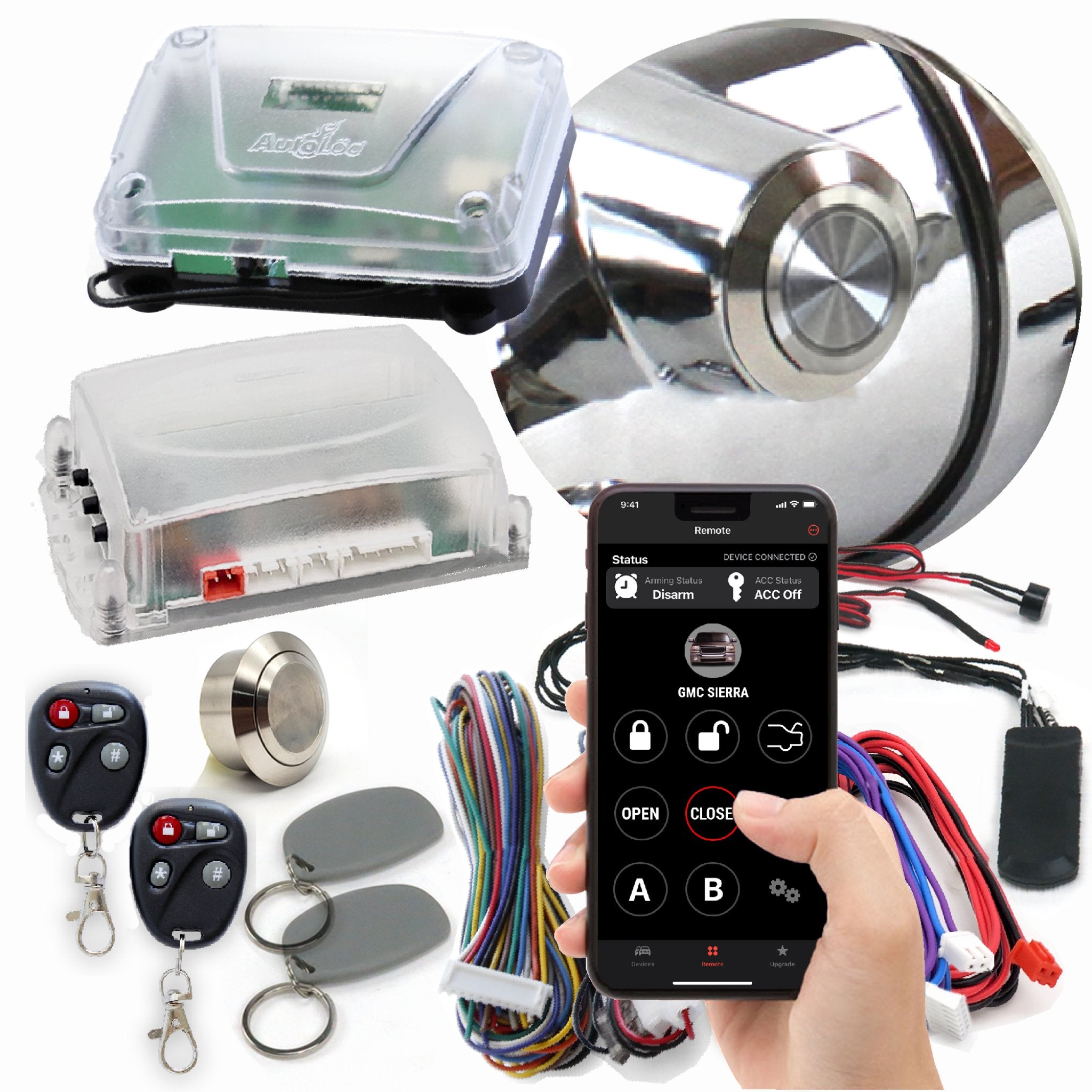 1901-1907 Oldsmobile Model B Push Button Start Kit with Keyless Entry & RFID Tag - GM Fit Column Insert - Perfect for Classic Car Restoration & Modern Convenience