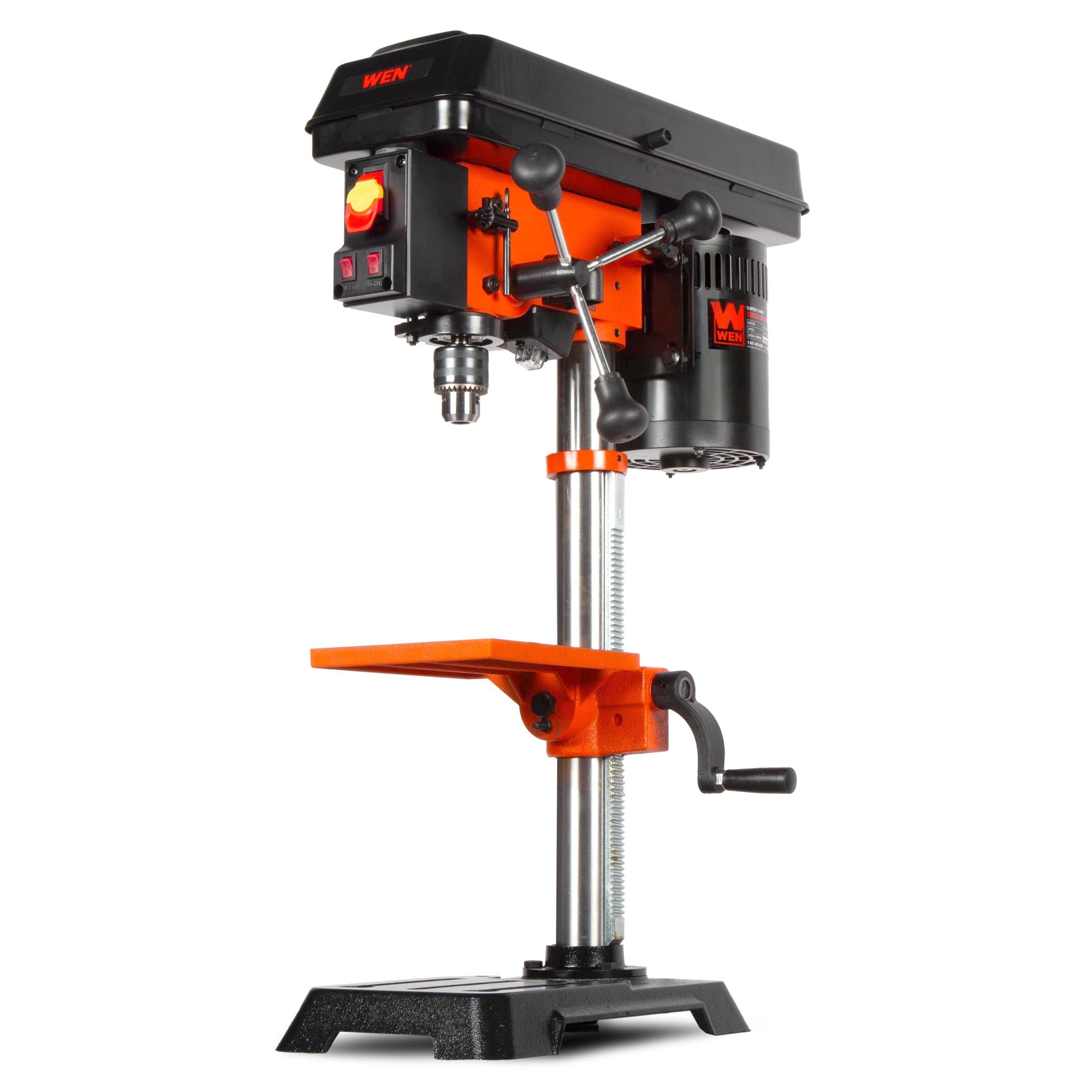 WEN DP1050 10-Inch Benchtop Drill Press – 6.2 Amp 5-Speed Motor, Cast Iron Construction with Laser & LED Work Light – Perfect for Woodworking, Metal Drilling & DIY Projects